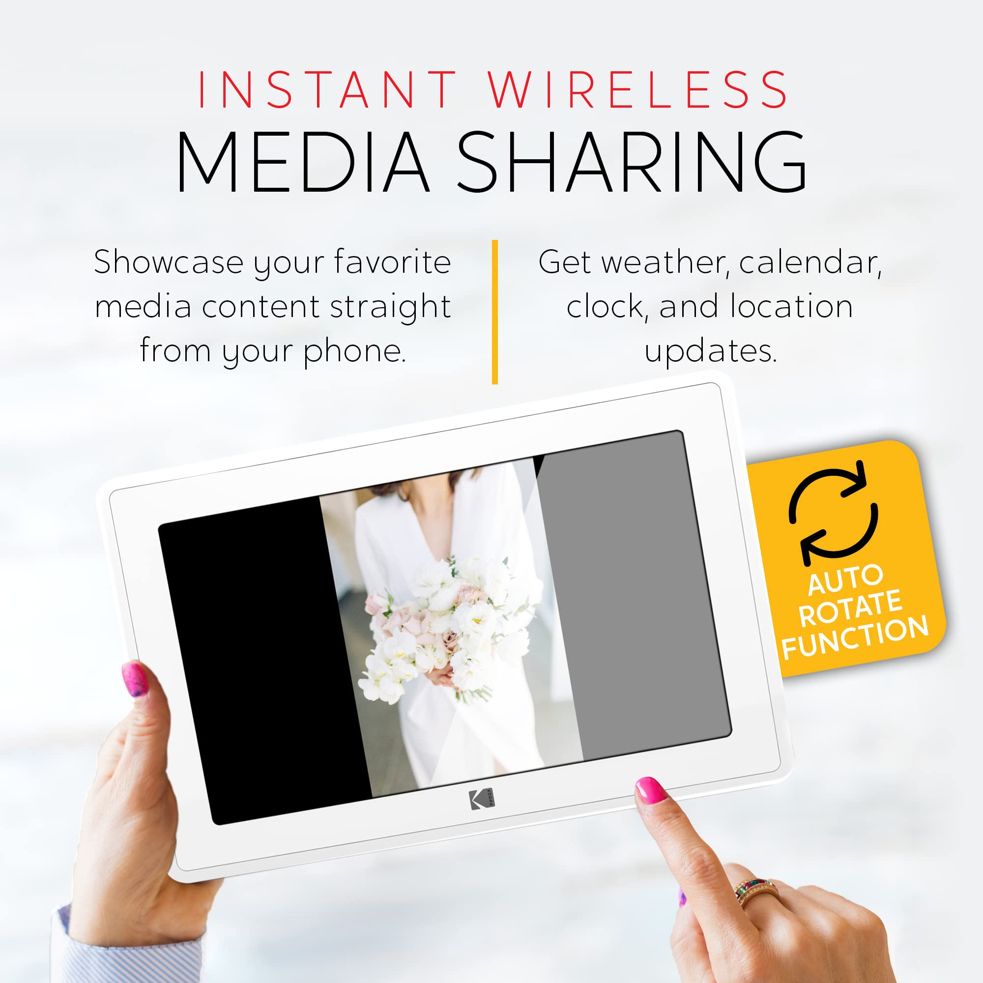 Kodak 10-Inch Touch Screen Digital Picture Frame, Wi-Fi Enabled With 16Gb Of Internal Memory, Hd Photo Display And Music/Video S