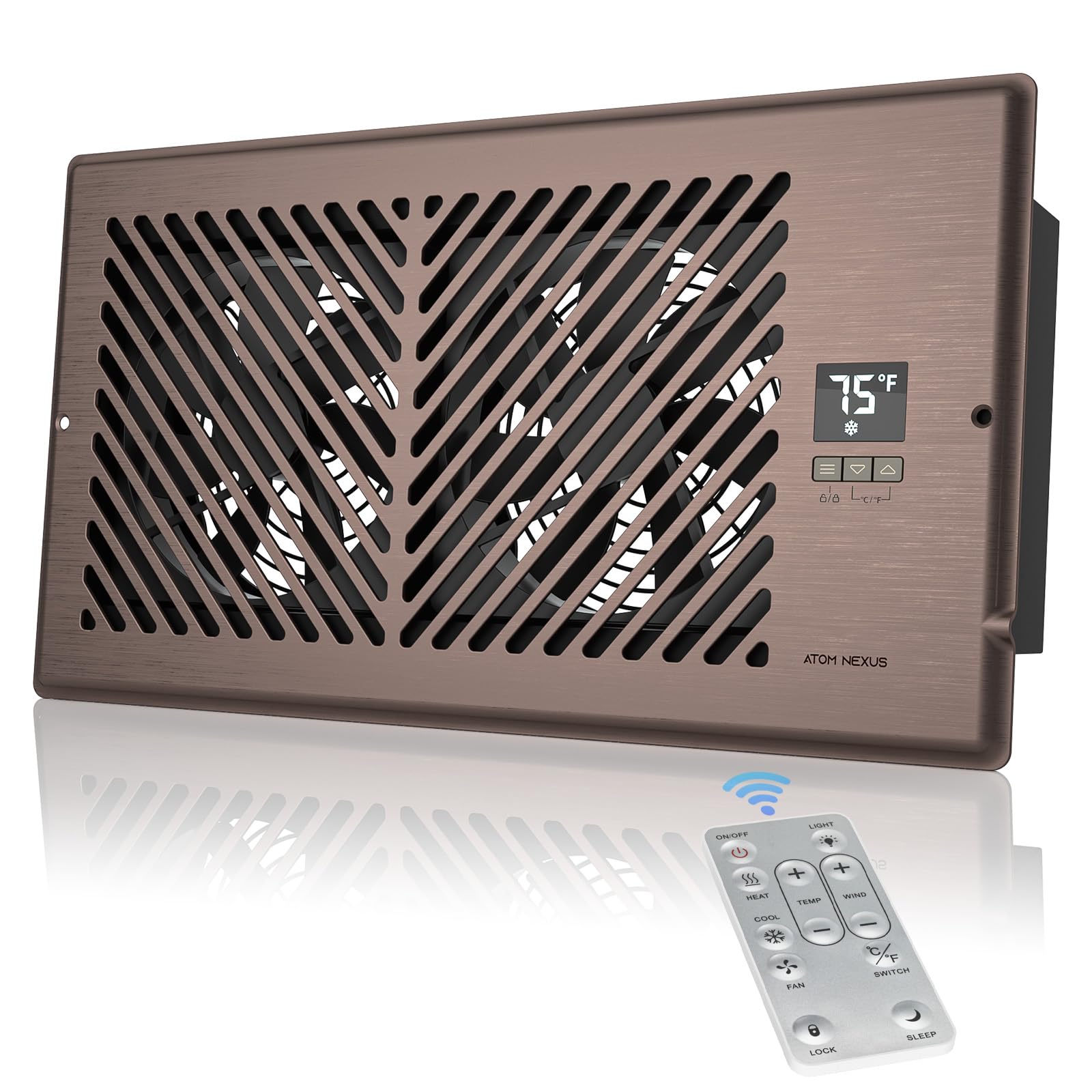 Atom Nexus Airblaze Z6, Quiet Register Booster Fan Fits 6   X12    Register Holes, Smart Vent Booster Fan With Thermostat Contro