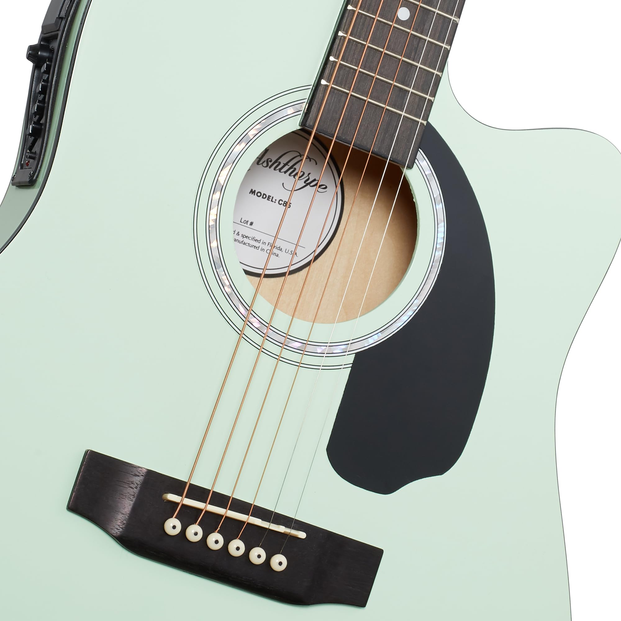 Ashthorpe Full Size Cutaway Thinline Acoustic Electric Guitar Package   Premium Tonewoods   Mint Green