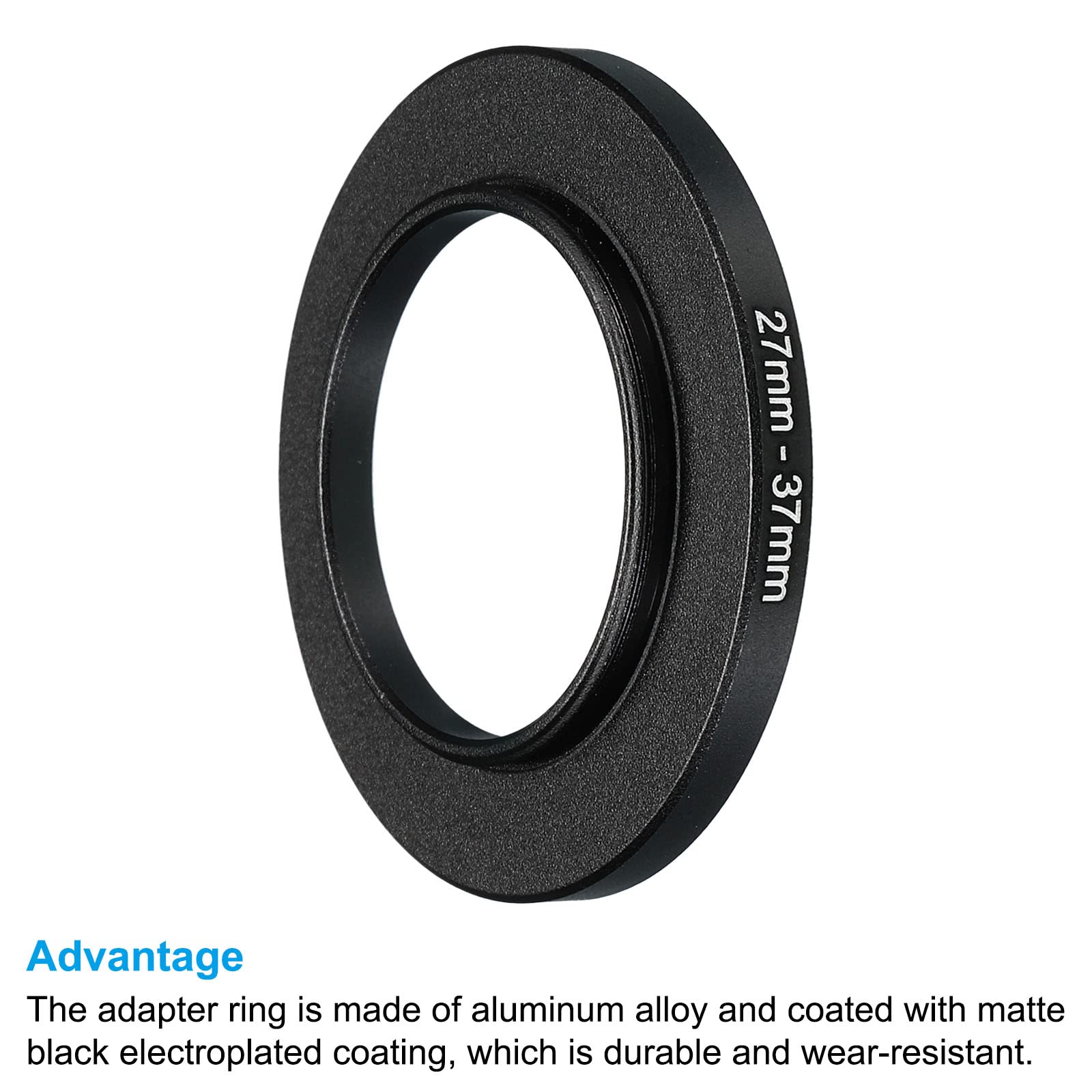 Patikil 27Mm 37Mm Metal Step Up Ring, Camera Lens Filter Adapter Ring Aluminum Filter Adapter Ring For Camera Lenses Hood, Black