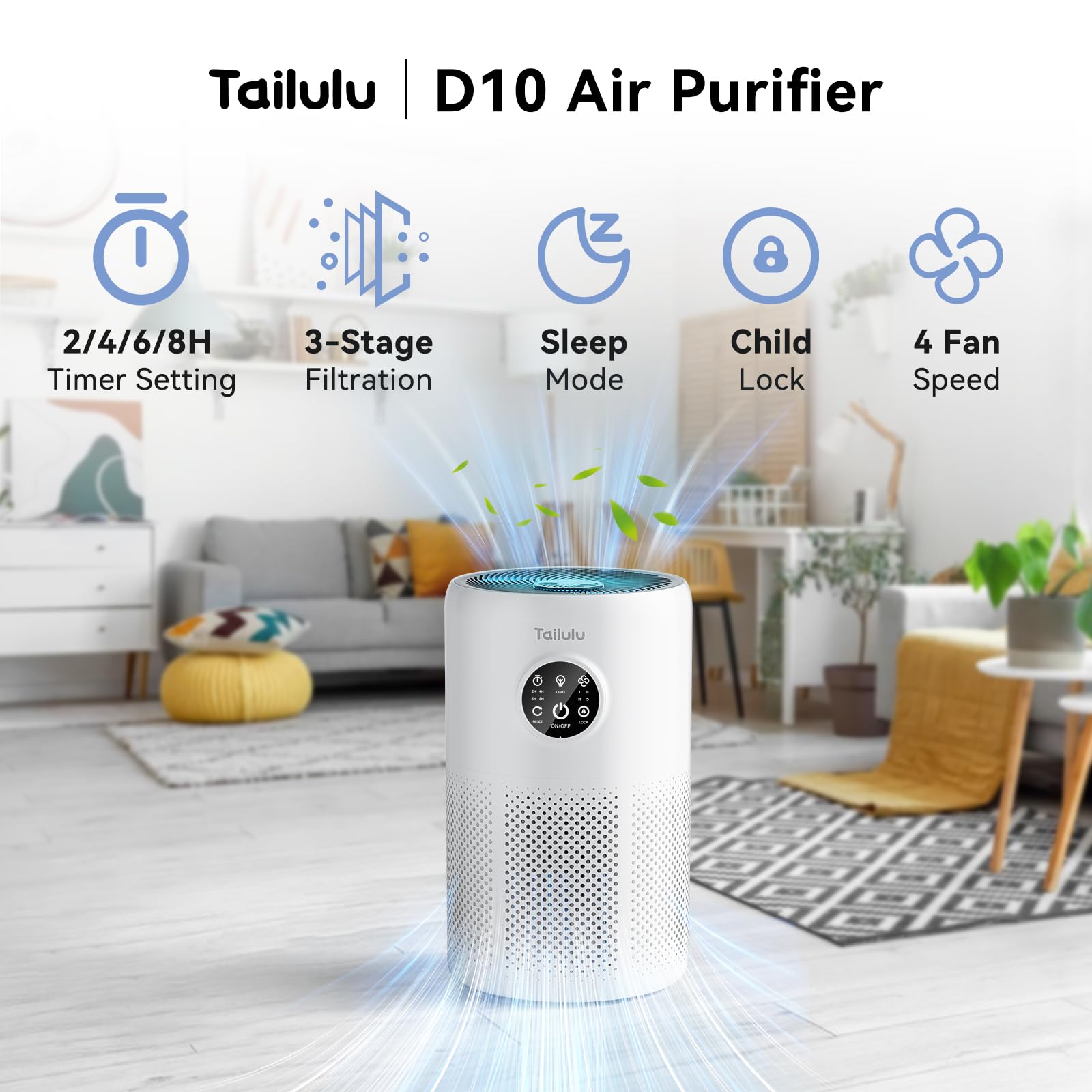 Air Purifiers For Home Pets Large Room Up To 1360 Sq Ft, Tailulu D10 Hepa Air Purifier For Bedroom With Sleep Mode, Air Filter C