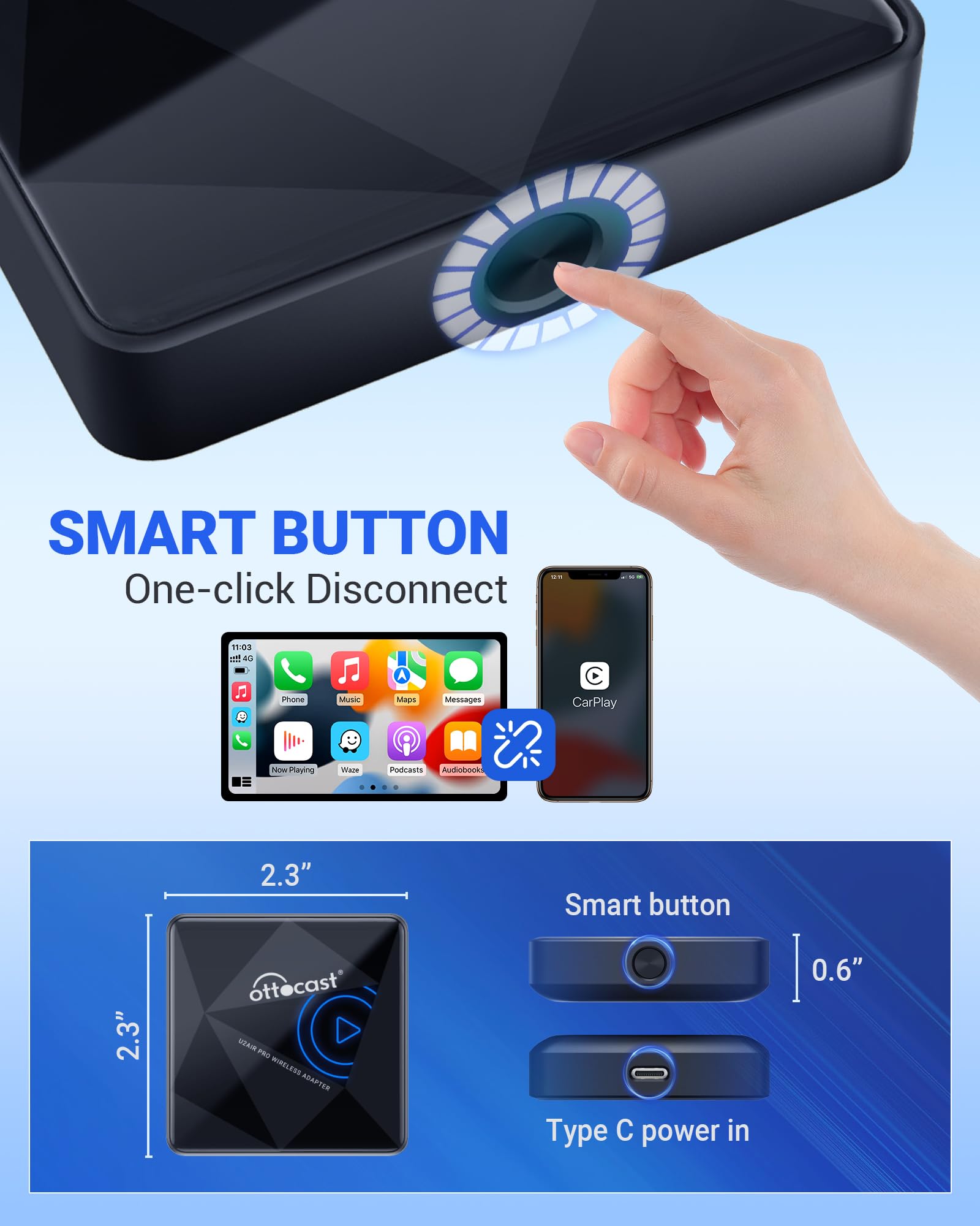 U2Air Pro Wireless Carplay Adapter For Iphone   2024 Newest Version Wired To Wireless Carplay Dongle   Dual Band Wifi, Low Laten