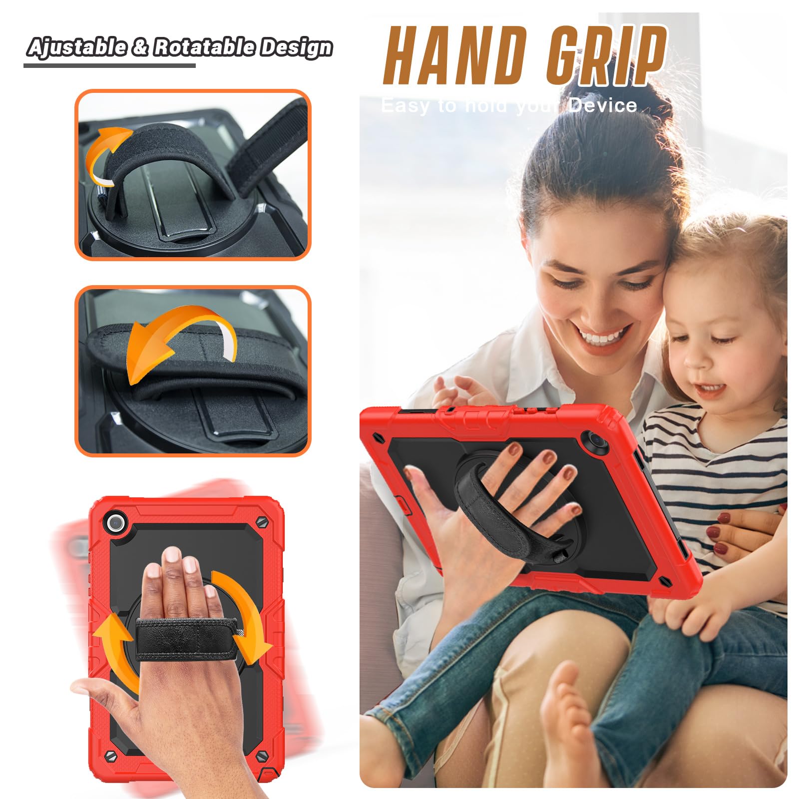 Herize Case For Samsung Galaxy Tab A9+ 11 Inch With Screen Protector | Sm X210/X215/X216 Cover For Kids | Shockproof Rugged Prot