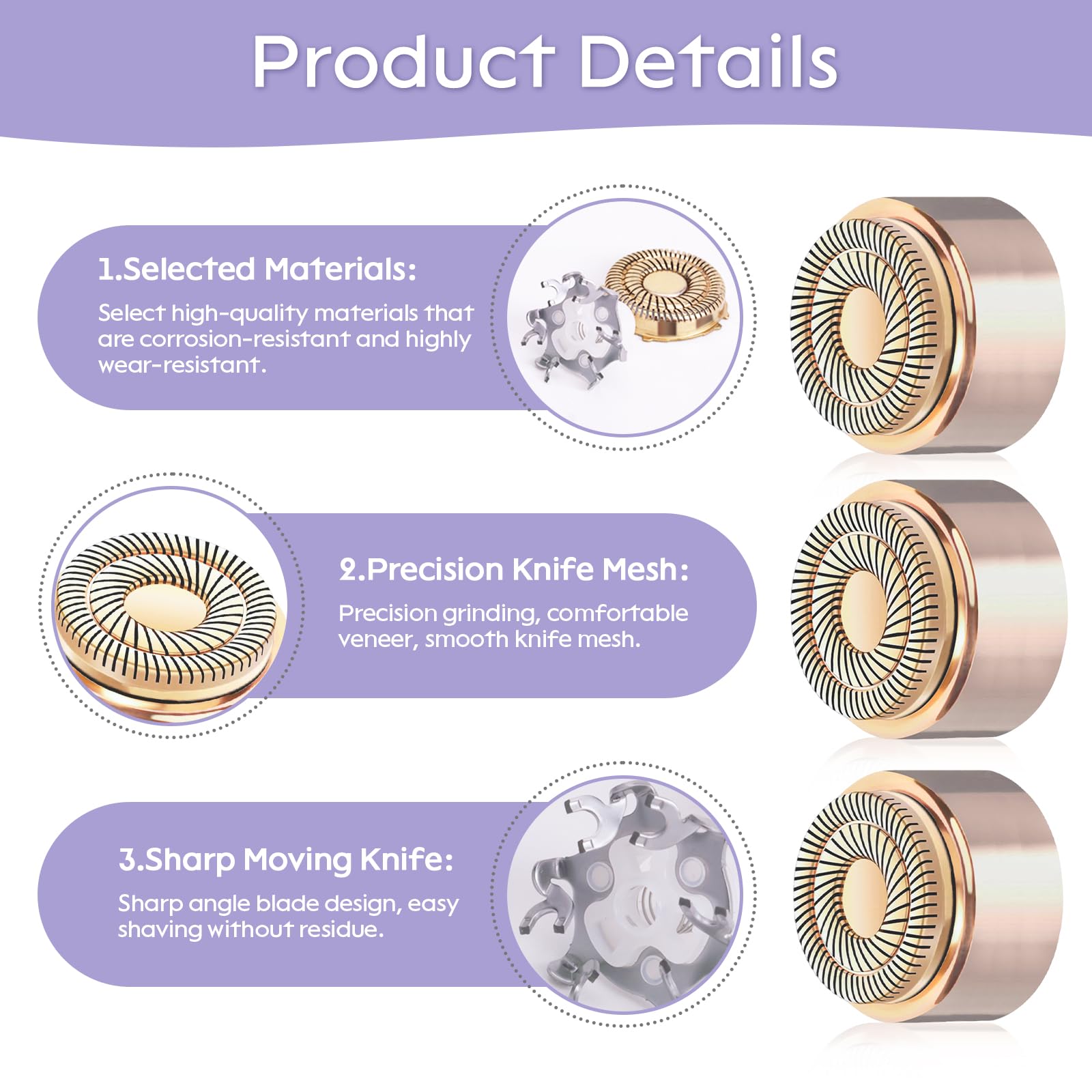 Generation 3 Facial Hair Remover Replacement Heads For Finishing Touch Flawless,Double Precision Blades Replacement Heads Compat