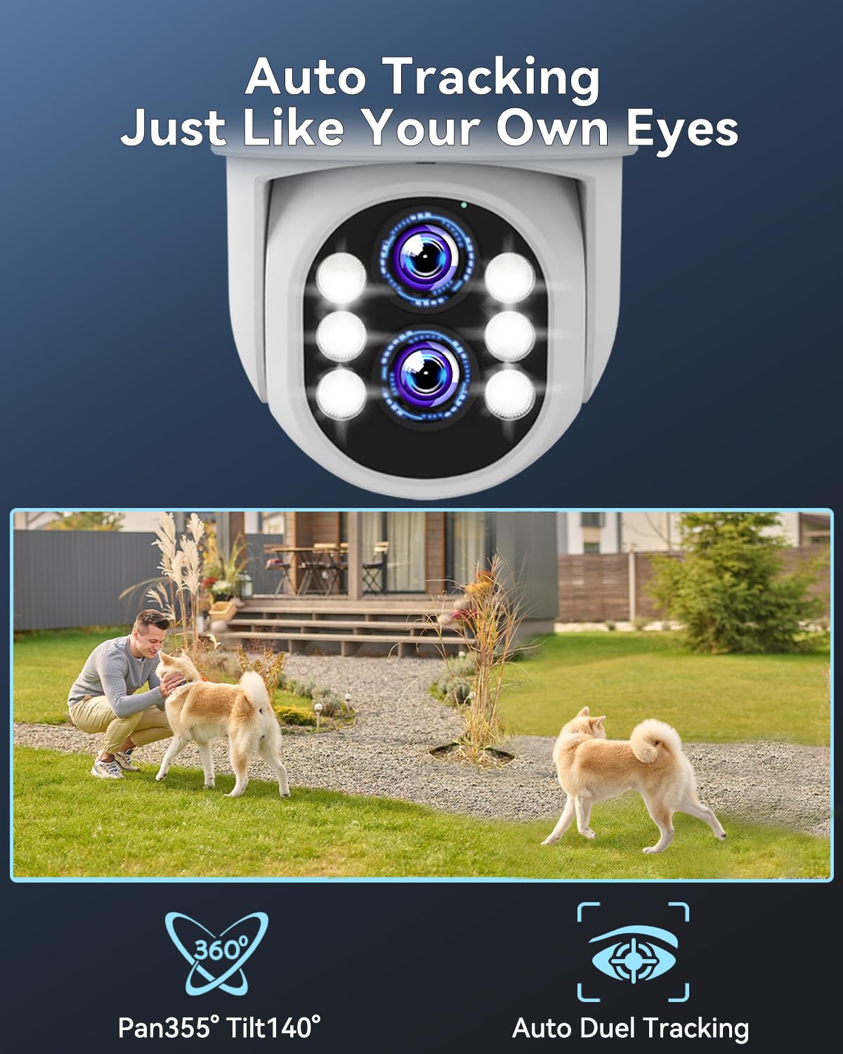 Wireless Security Camera System Outdoor: [Dual Lens Wifi6 & 10X Hybrid Zoom] Auto Tracking 4Pcs 4K Ptz Camera For Home Security