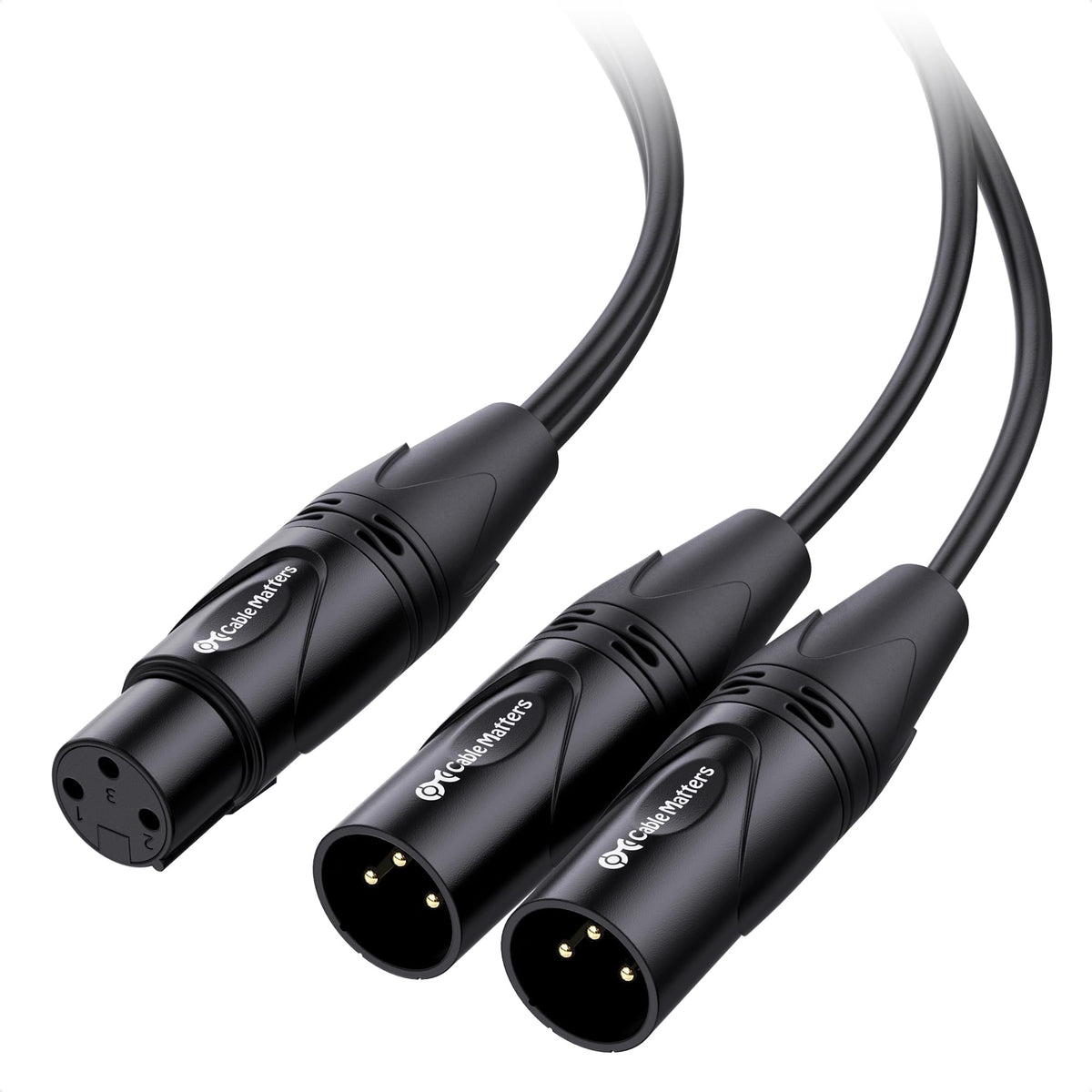 Cable Matters 2 Pack Balanced Xlr Splitter Cable 1.5Ft / 0.5M, Xlr Y Splitter Cable 2 Male To 1 Female, Xlr Y Cable 1 Female 2 M