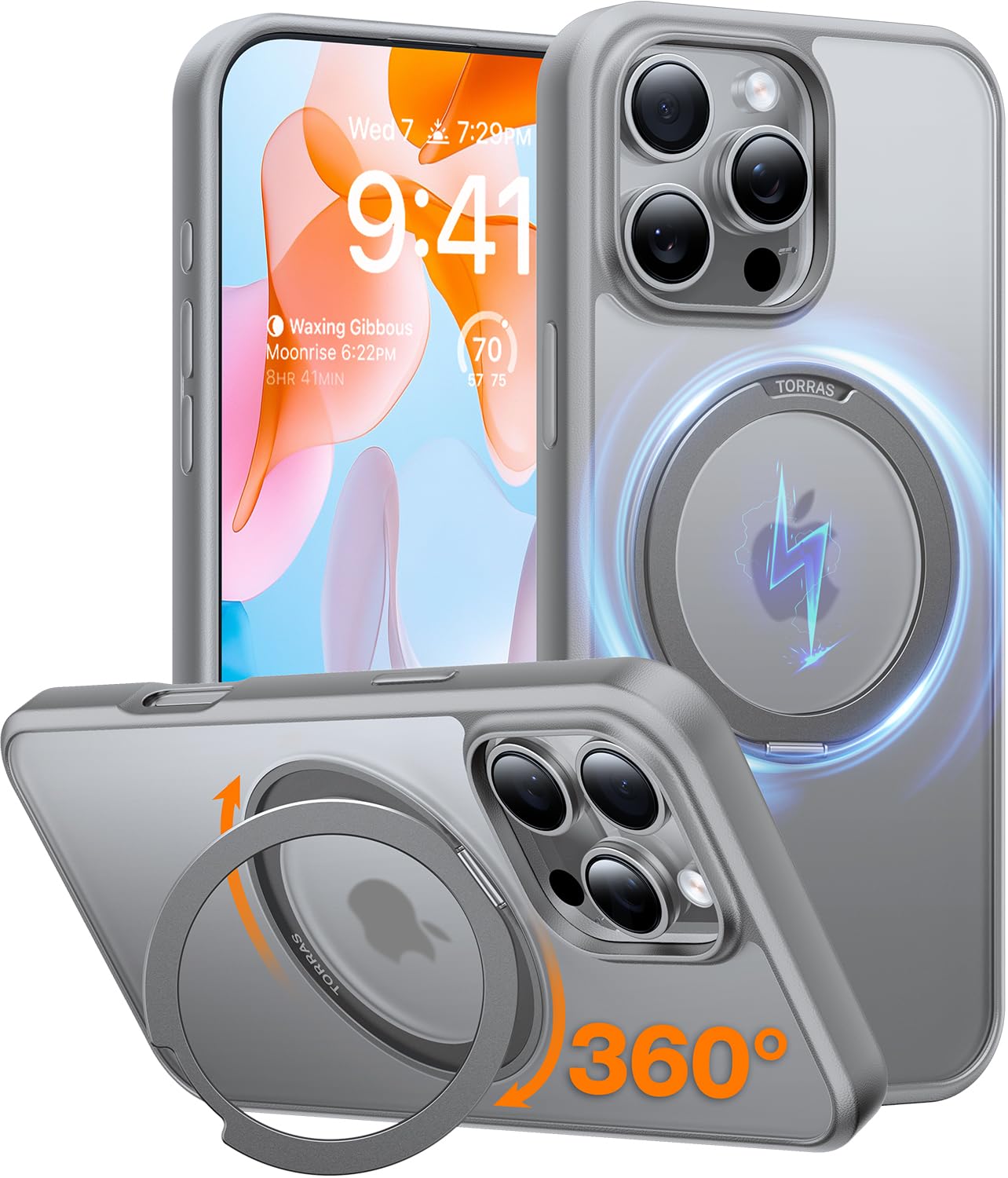 Torras 360Rotatable Magnetic For Iphone 16 Pro Case 6.3 Inch, Fit For Magsafe 16 Pro Phone Case, 16Ft Military Grade Shockproof,