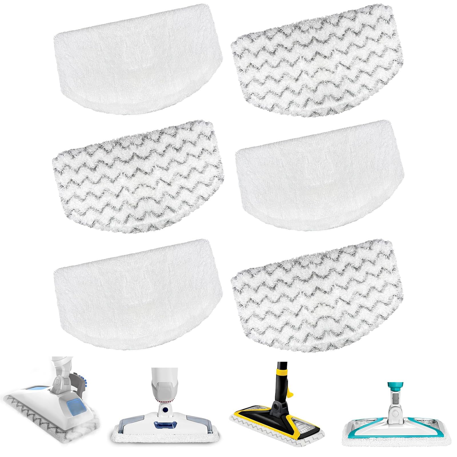 6 Pack 1940 1806 2685A Steam Mop Pads For Bissell Powerfresh Steam Mop Deluxe Pet Lift Off Plus Slim Scrubbing Steam Mop Replace