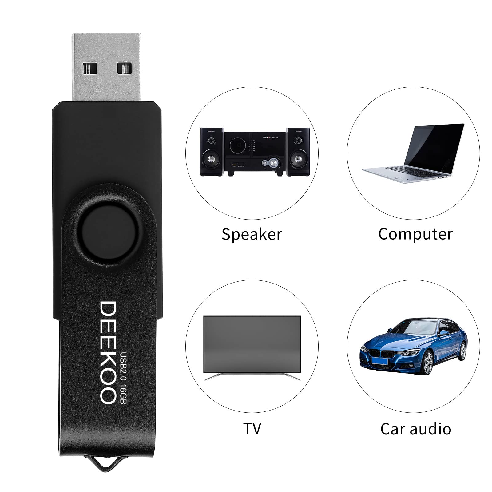 Deekoo Flash Drive 16Gb Thumb Drives Memory Sticks Jump Drive 5Pack 16Gb Usb 2.0 Flash Drives Mixed Colors: Black Red Blue Purple Green