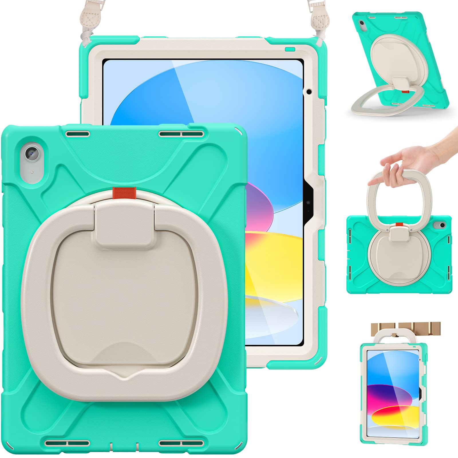 Braecn Kids Case For Ipad 10Th Generation 10.9    2022 A2696 A2757 A2777 Shockproof Silicone Cover With Screen Protector/Pencil 