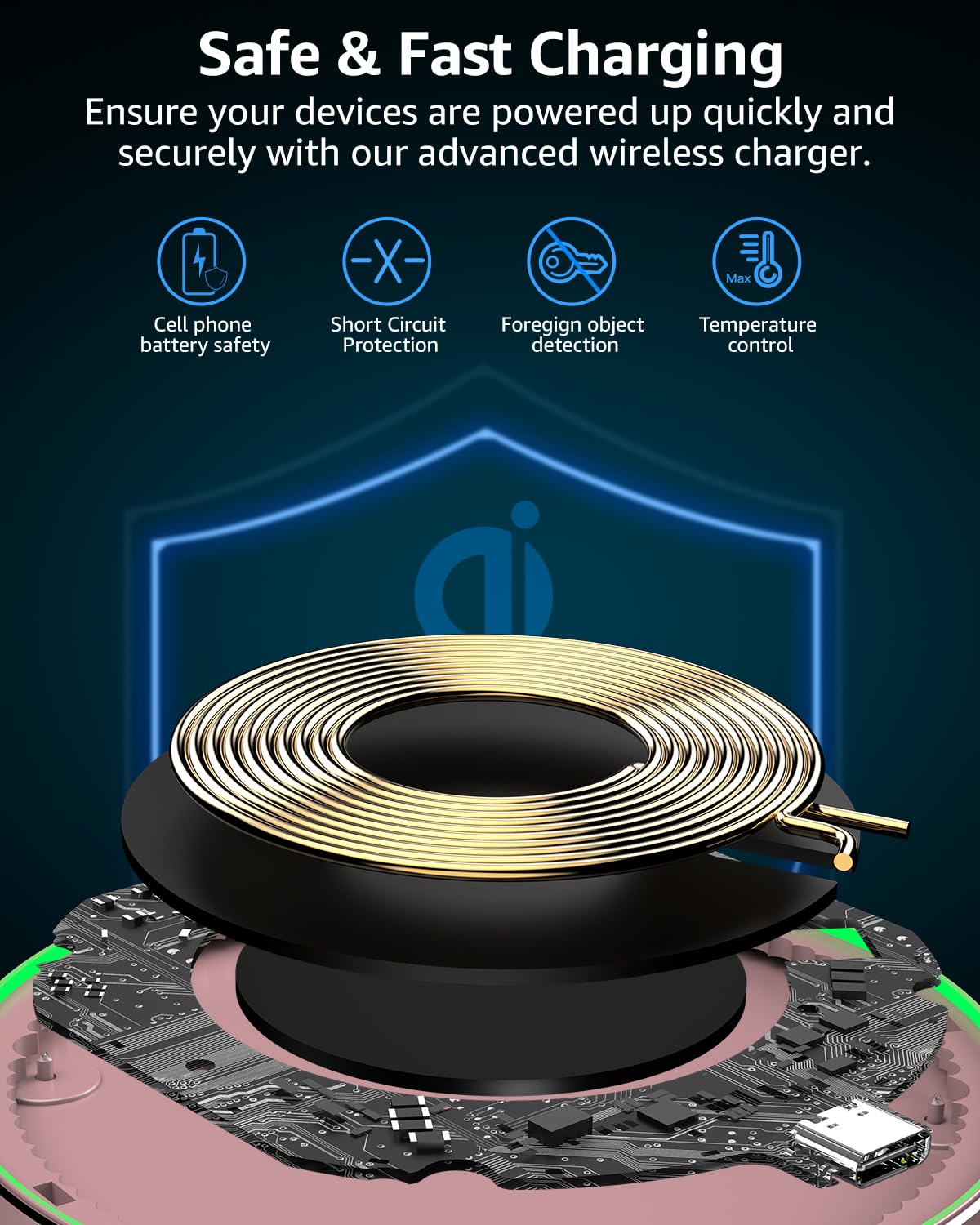 Tozo 2024 Upgraded Wireless Charger 15W Max Fast Wireless Charging Pad Compatible With Iphone 16/16 Plus/16 Pro Max /15/14/13/Se