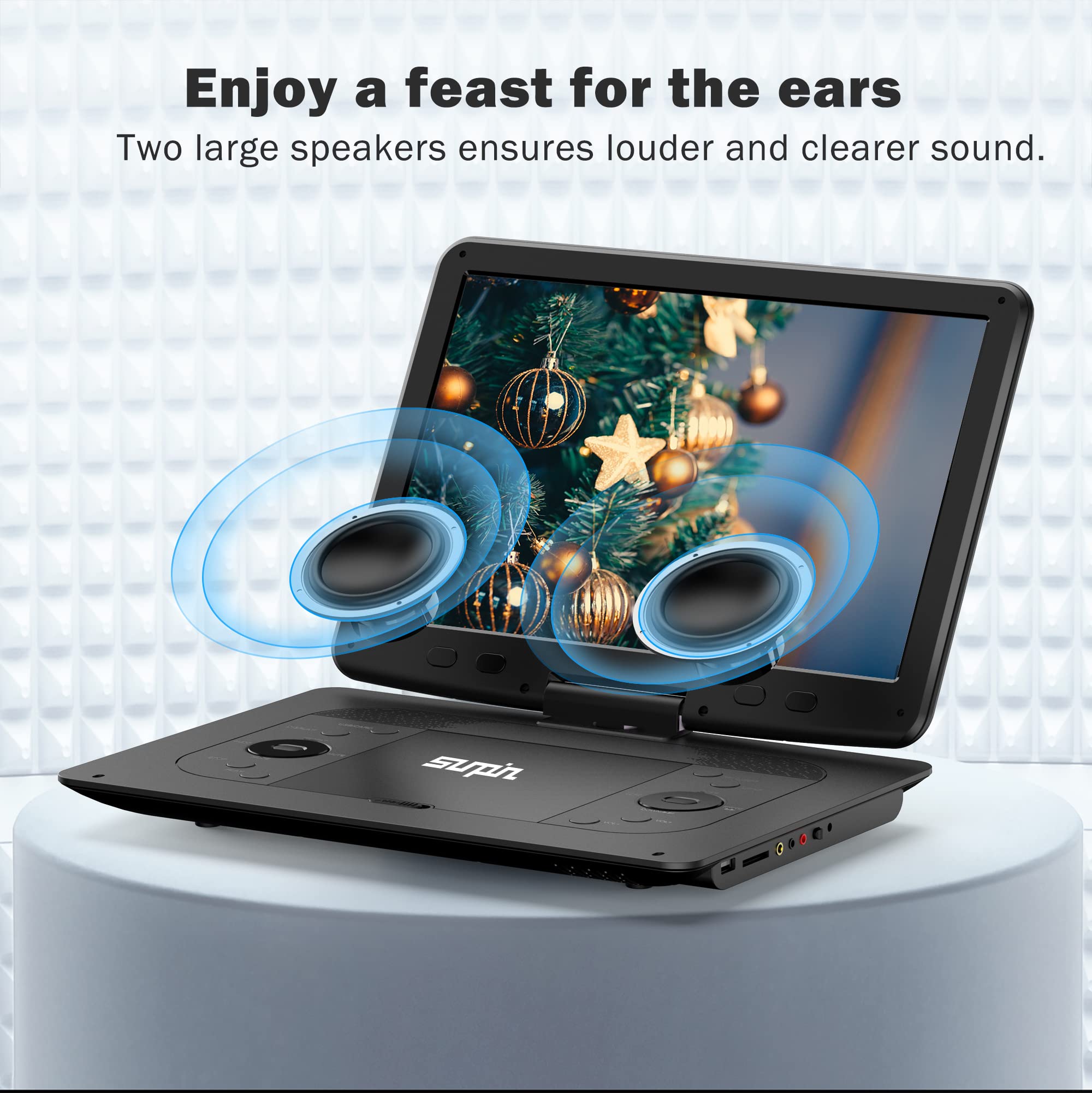 16.9''Portable Dvd Player With 14.1''Hd Large Screen,Kids Dvd Players,Unique Extra Button Design,Portable With 5 Hrs Rechargeabl