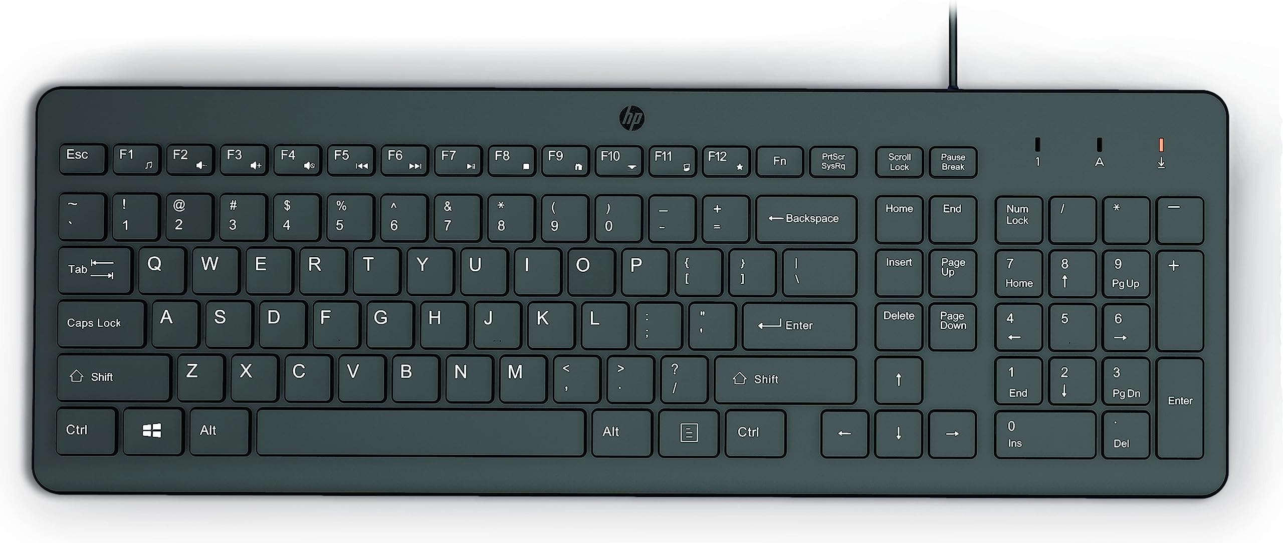HP 150 Wired Keyboard with Numeric Keypad - Silent-Touch Chiclet Keyboard - Ergonomic, Comfortable - USB Plug-and-Connectivity, 