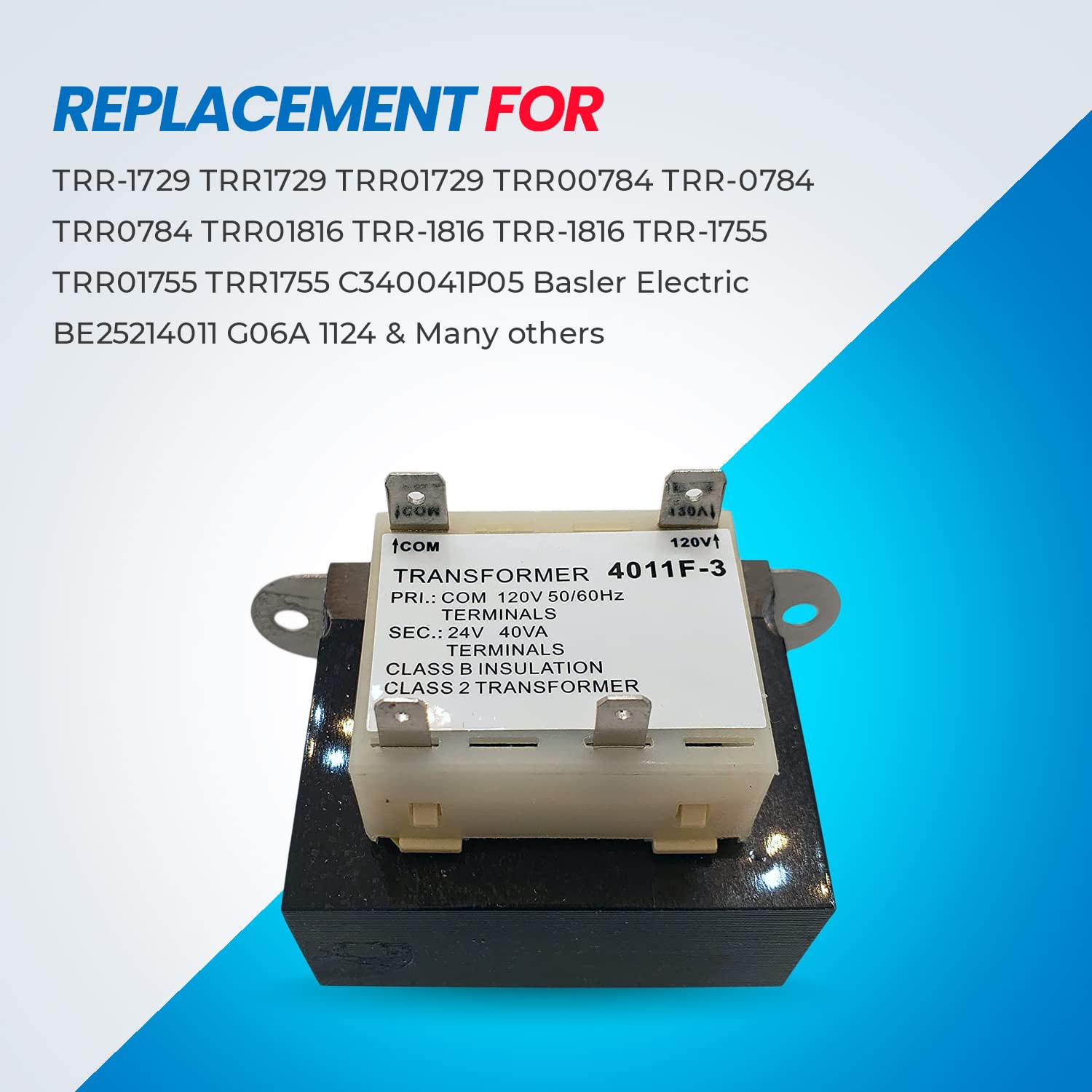 4011F 3 Trane Oem Furnace Replacement 24 Volt Transformer 50/60Hz 40Va Compatible With Furnaces/Hvac Equipment Replaces Trr 1729