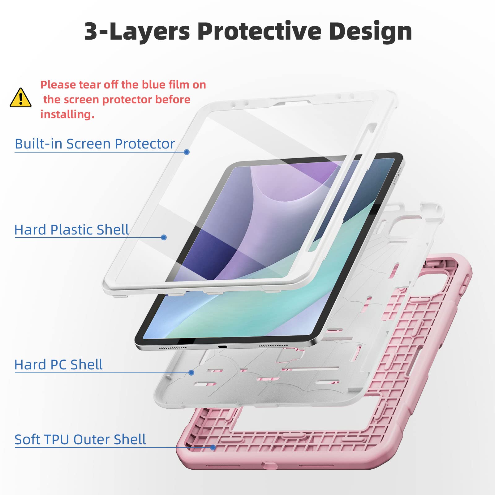 Tsqqst Case For Ipad Pro 11 Inch For Kids Girls With Screen Protector Pencil Holder | Rugged Shockproof Protective Case For Ipad