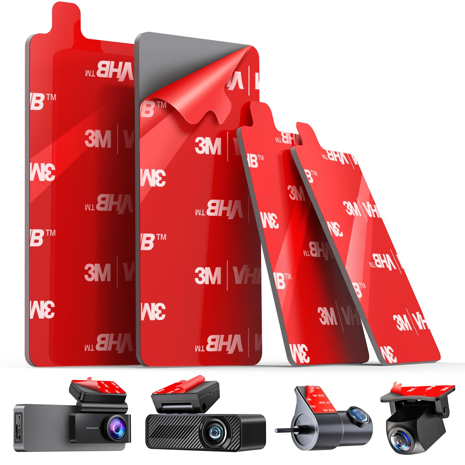 Pop Tech Adhesive Pad For Dash Cam: 4Pcs Sticky Pads For Dashcam Mount Front Rear   3M Vhb Double Sided Mounting Tape For Square