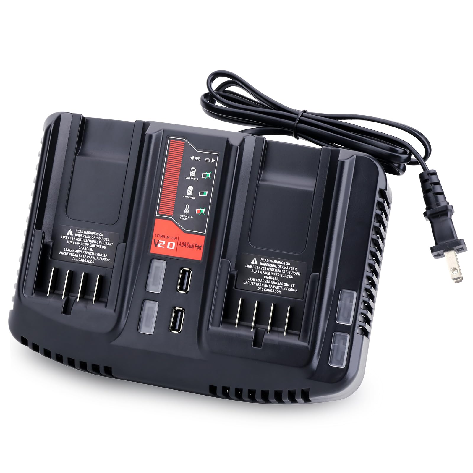 Lasica Cmcb124 20V Charger Compatible With Craftsman V20 Series 20 Volt Lithium Batteries, V20 Dual Port, Replacement For Crafts