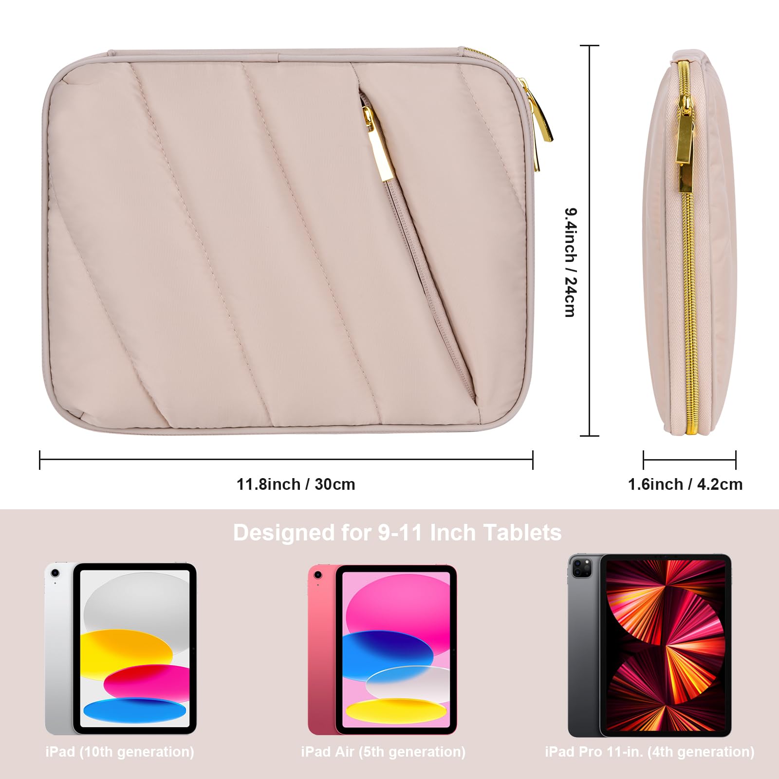 Puffy Ipad Sleeve Case 11 Inch, Padded Tablet Bag For Ipad Pro 11 In (M4), Ipad 10.9 (10Th Gen), Ipad Air 11 In (M2), Galaxy Tab