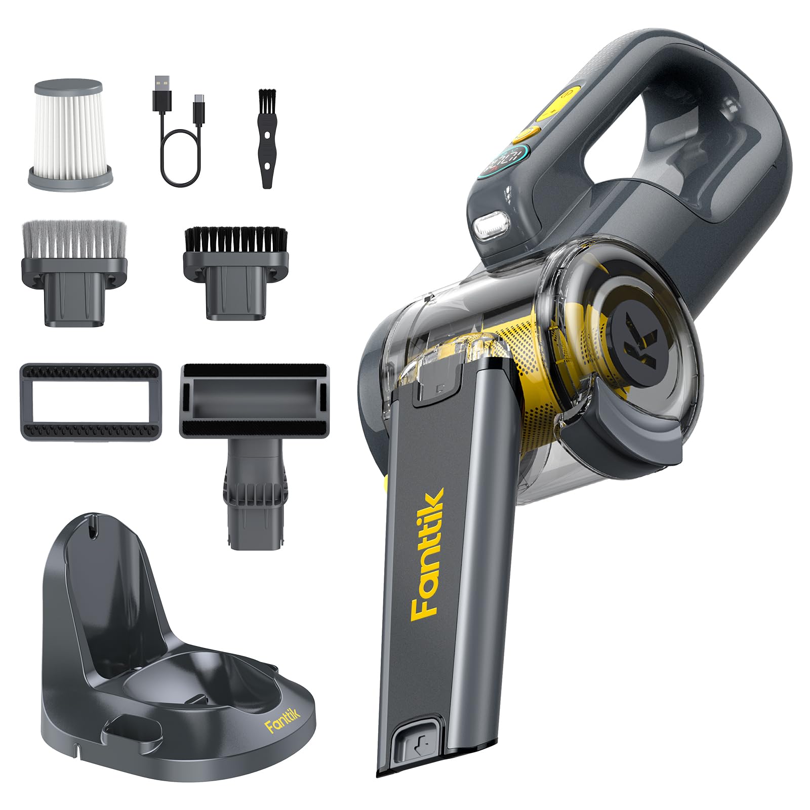 Fanttik Fold V10 Ultra Deluxe Handheld Vacuum Cordless, 17kPa Suction Power, Charging Base, Pivot Nozzle, Up to 35 Mins Runtime,