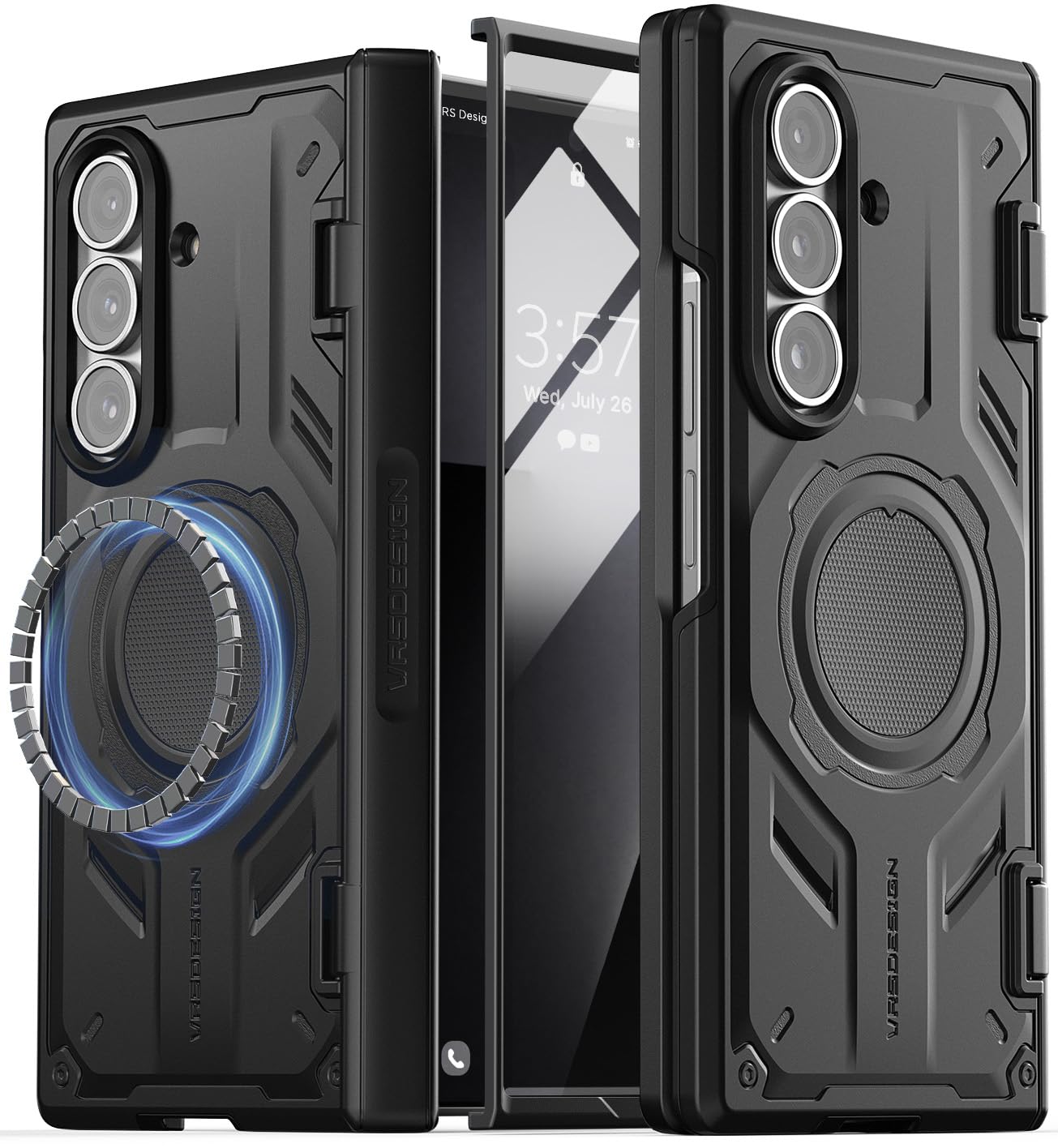 VRS DESIGN Terra Guard Active for Galaxy Z Fold 7 (2025) - Rugged Magnetic Case with Built-in Screen Protector & Semi-Auto Hinge