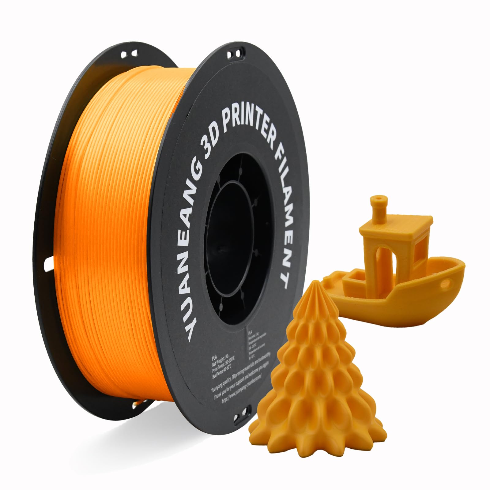 YUANEANG Orange PLA 3D Printer Filament 1.75mm, 1kg Spool, Bright Smooth Finish, 0.03mm Precision, Low-Warp & Easy Printing, Ide
