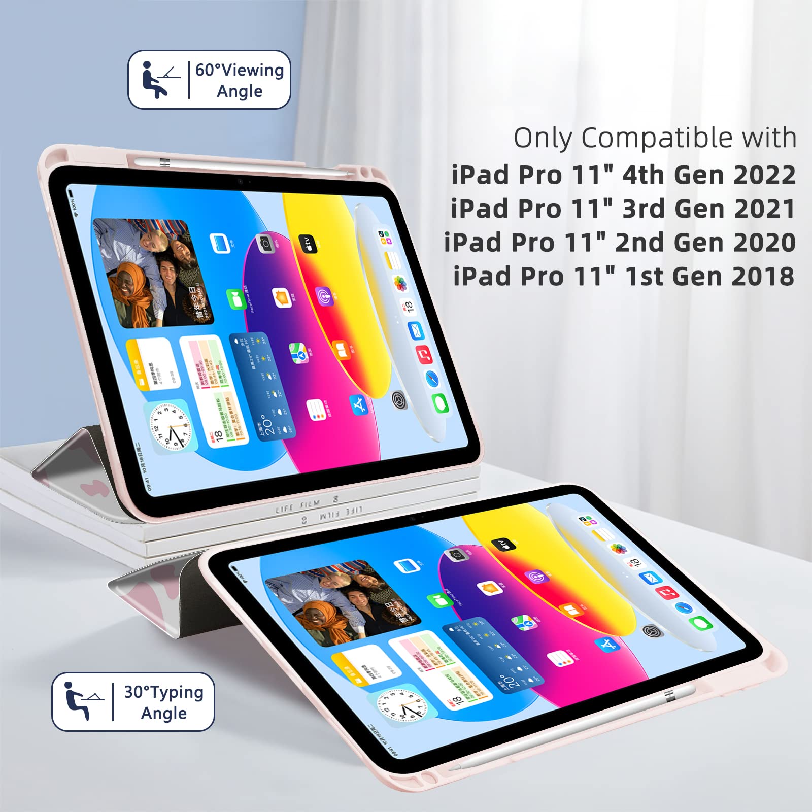 Topperfekt Ipad Pro 11 Inch Case 2022/2021/2020/2018 With Pencil Holder, Tpu Shockproof Frame And Protective Leather Cover [Auto