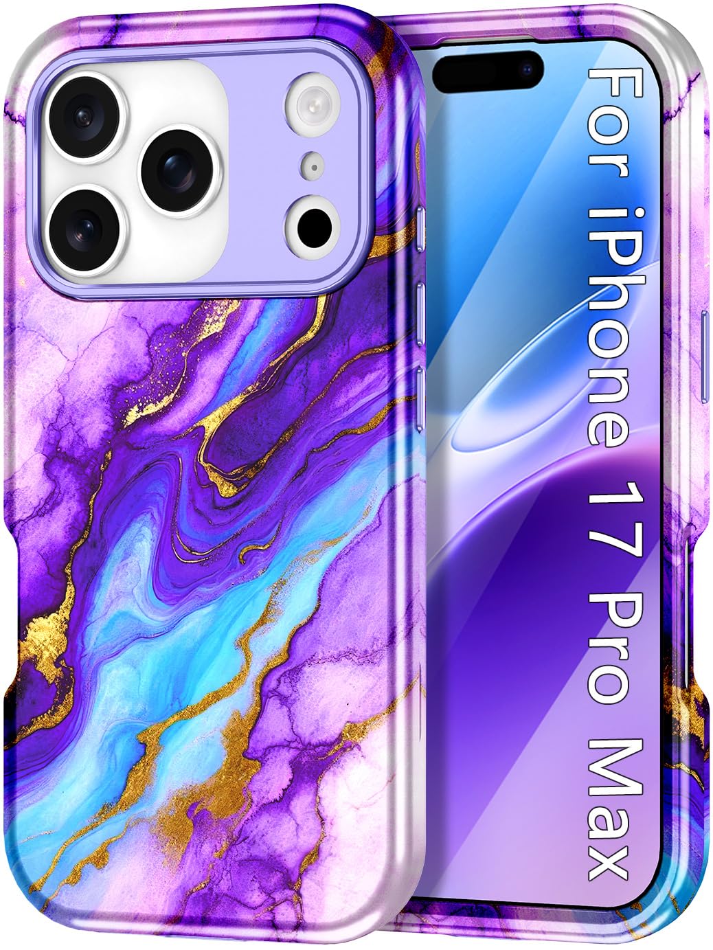 Btscase Compatible with iPhone 17 Pro Max Case 6.9 Inch 2025,Marble Pattern 3 in 1 Heavy Duty Shockproof Full Body Rugged Hard P
