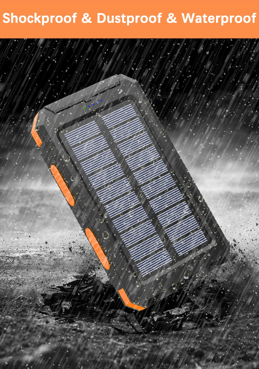 Tnemoao Solar Charger Power Bank - 36800Mah Solar Phone Charger, Usb-C Qc3.0 Fast Charger With Led Flashlight, Ip65 Waterproof P
