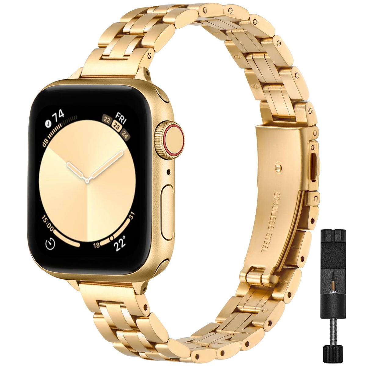 Stiroll Thin Replacement Band Compatible For Apple Watch 38Mm 40Mm 41Mm 42Mm 44Mm 45Mm 49Mm, Stainless Steel Metal Wristband Wom