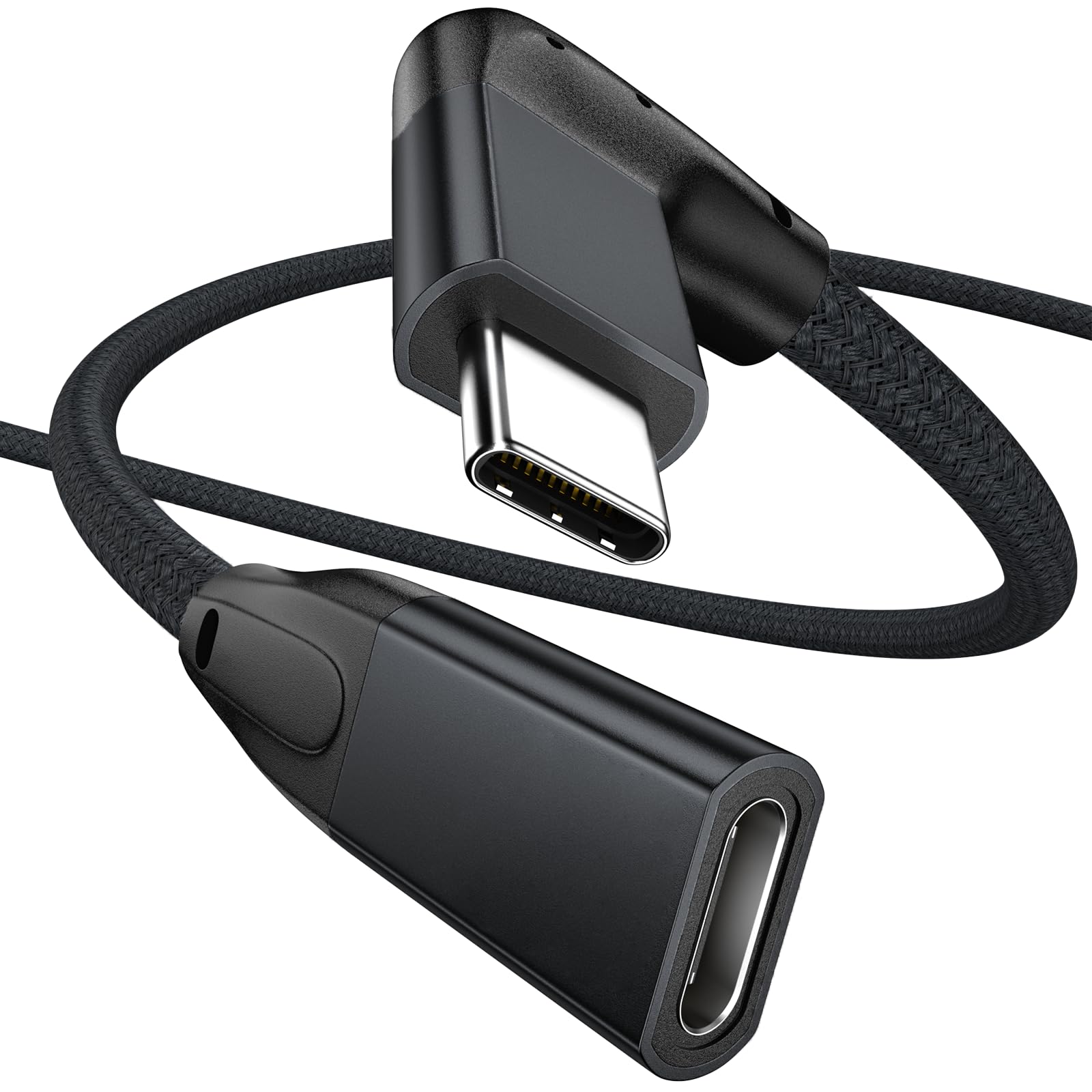 Usebean Right Angle Usb C Extension Cable 3.3Ft, 90 Degree Usb C 3.1 Gen 2 10Gbps Male To Female Type C 4K Video Extender Cord,F