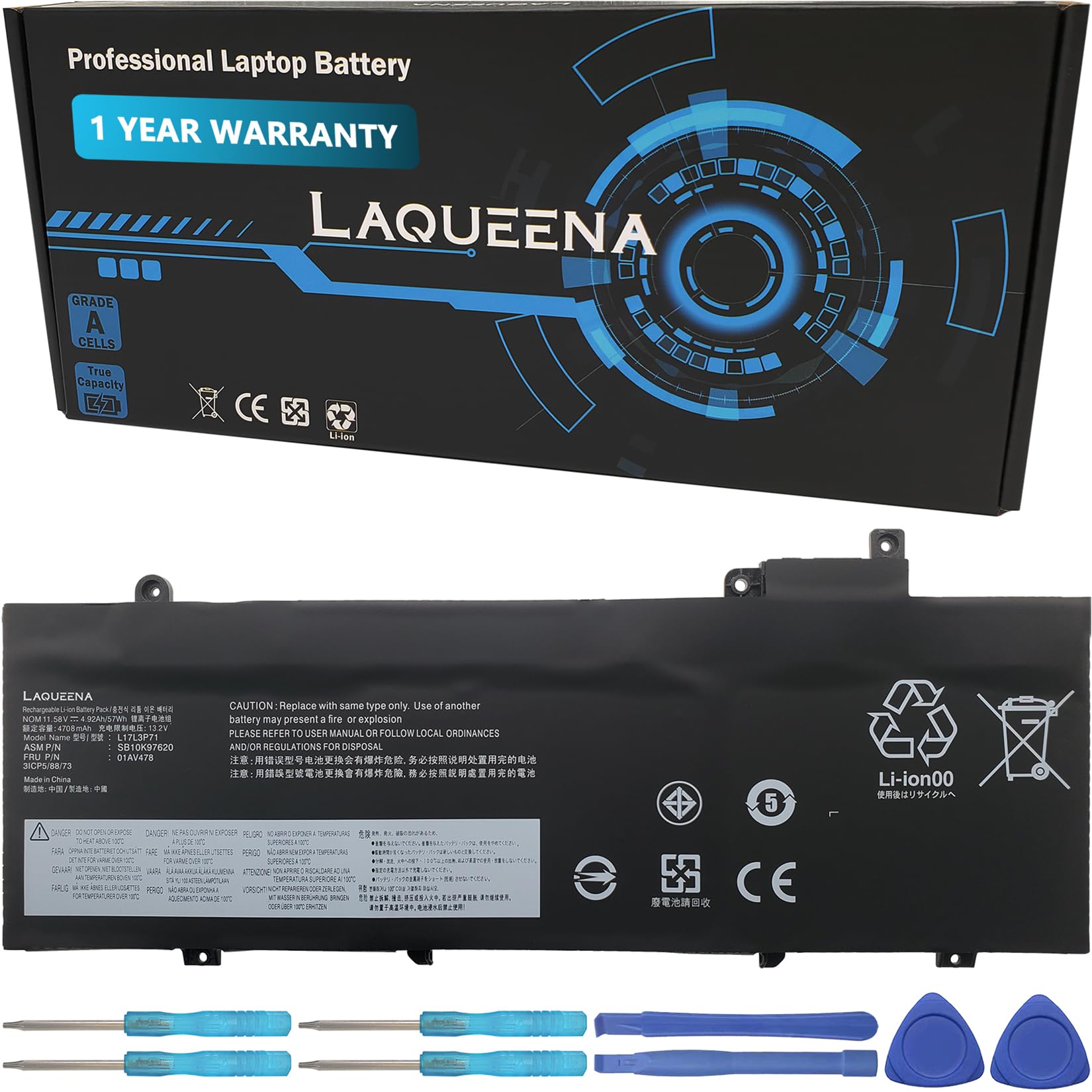 Laqueena L17L3P71 Laptop Battery Compatible With Lenovo Thinkpad T480S Series Notebook L17M3P71 L17M3P72 01Av478 01Av480 01Av479