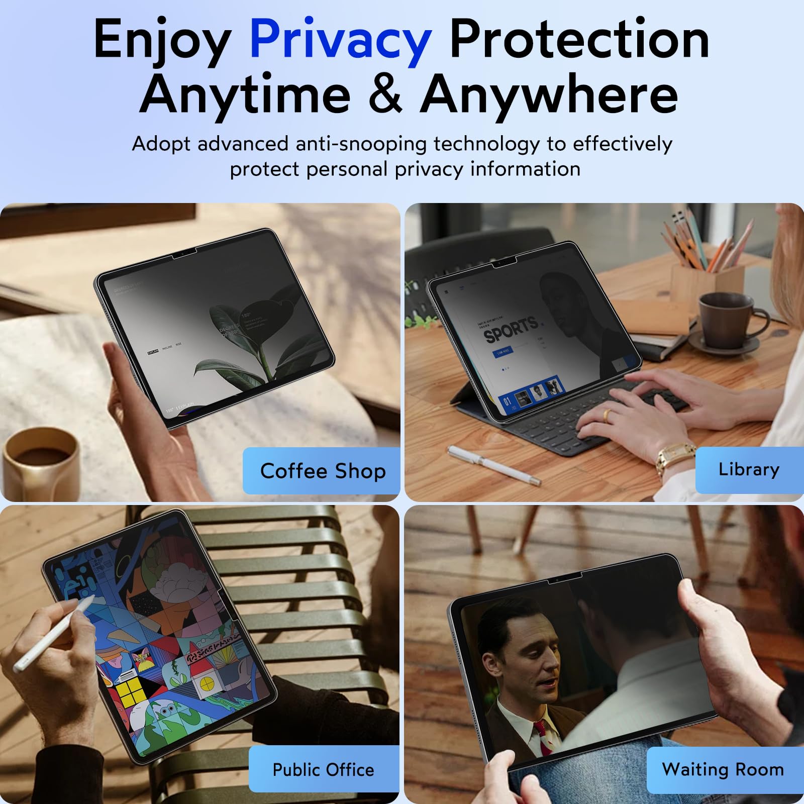 Mobdik Privacy Screen Protector Compatible With Ipad Air 13 Inch 2024 M2 [Anti Spy] [9H Tempered Glass] [Ez Kit]   1 Pack