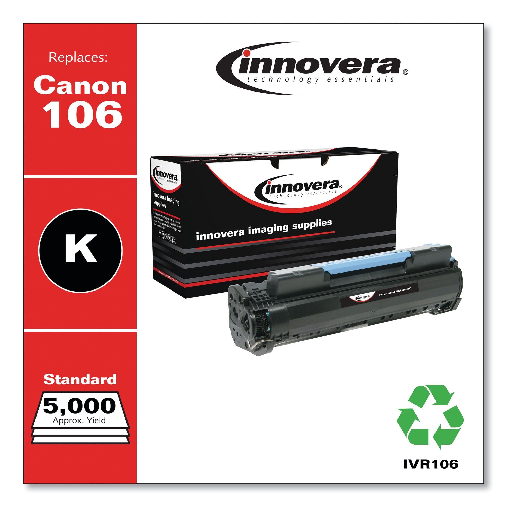 Innovera 106 Compatible Remanufactured 0264B001Aa Toner, 5000 Yield, Black