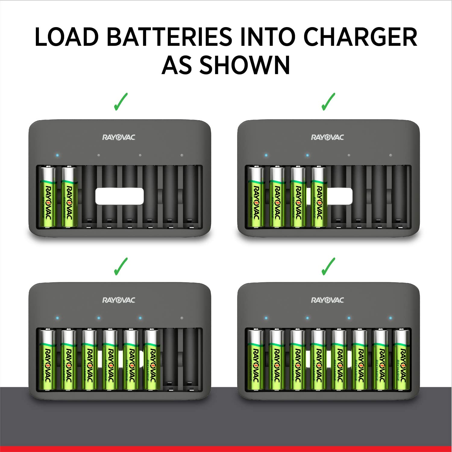 Rayovac Usb Battery Charger, 8 Bay Charger For Rechargeable Batteries, 1 Count