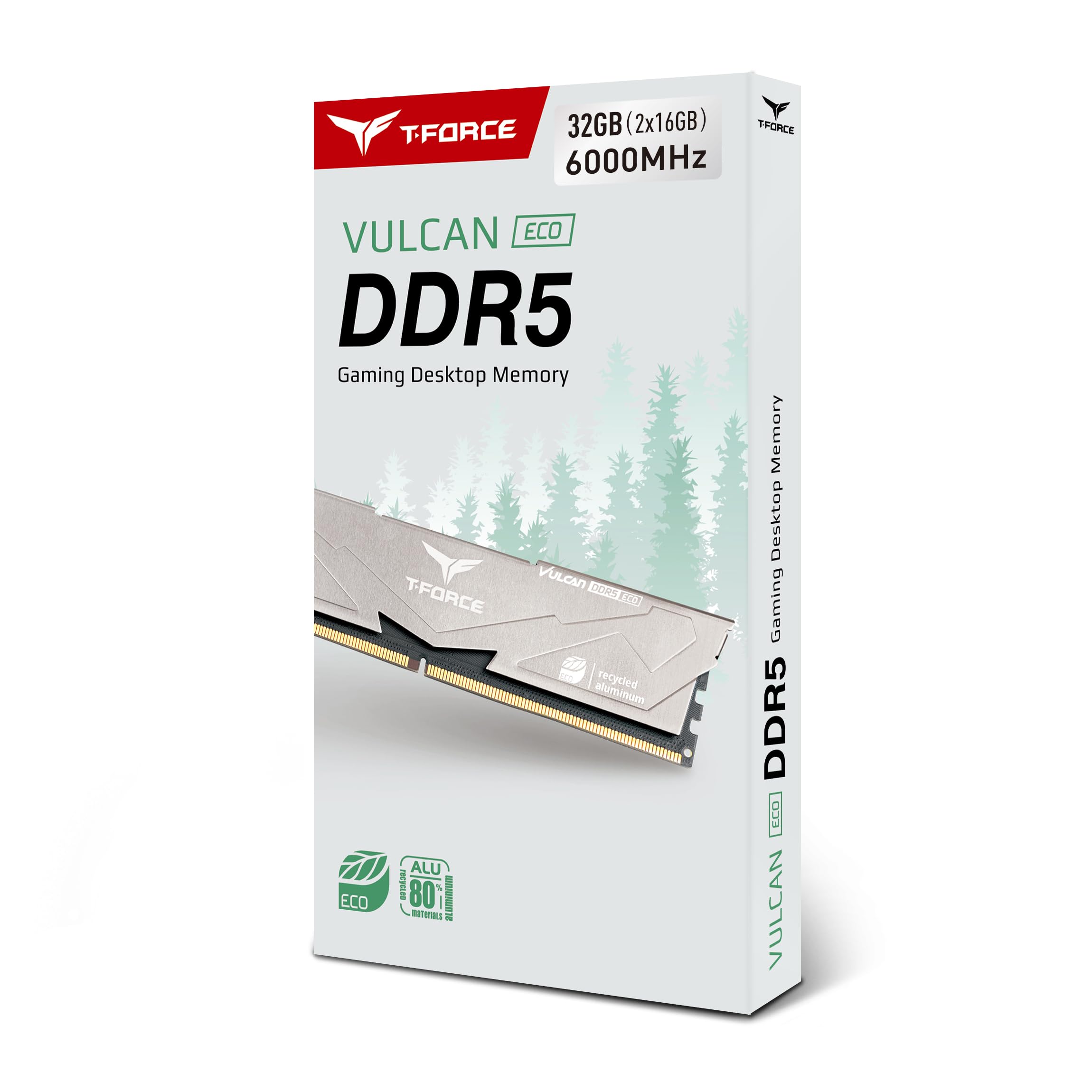 Teamgroup T Force Vulcan Eco Ddr5 32Gb (2X16Gb) 6000Mhz (Pc5 48000) Cl30 Desktop Memory Module Ram For 600 700 Series Chipset Xm