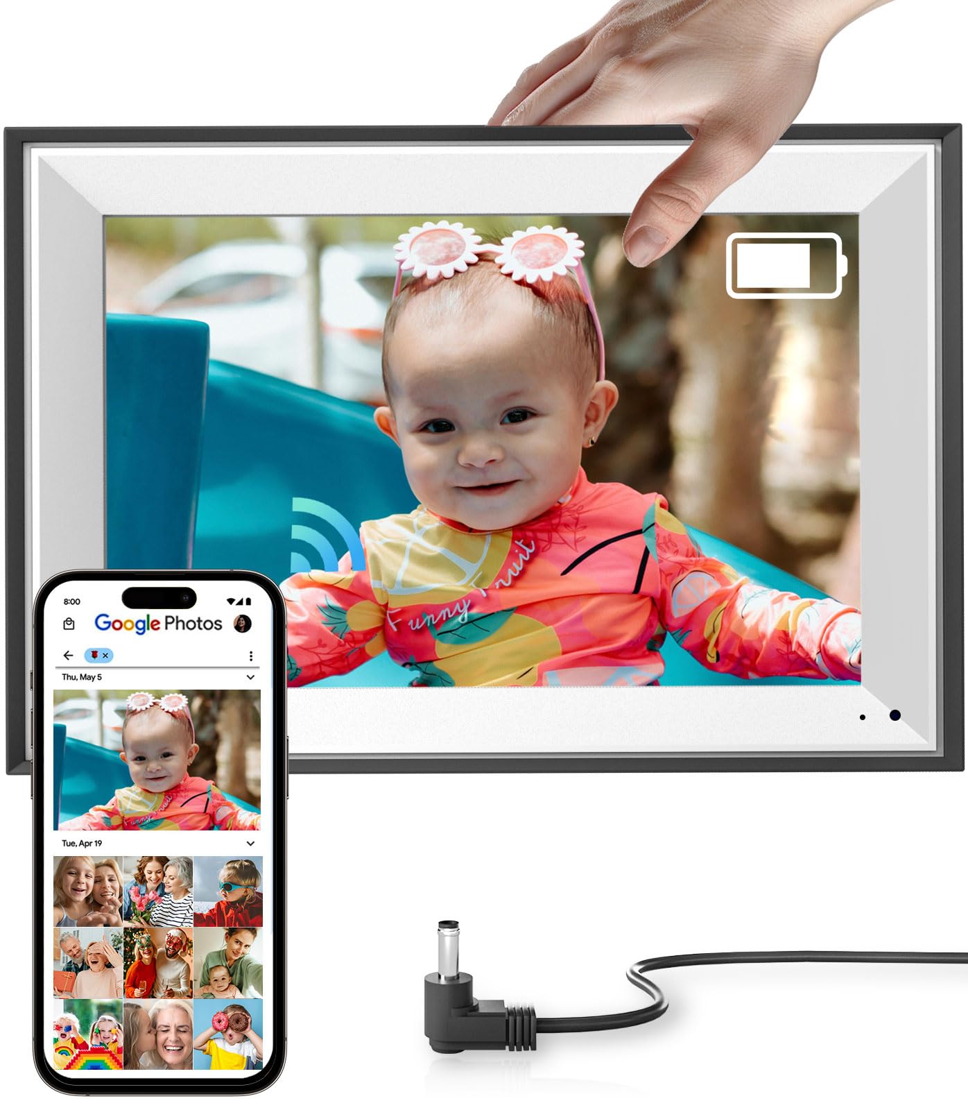Cozyla Digital Photo Frame Wifi Smart Digital Picture Frame Battery Powered Unlimited Storage Send Photo W/Family Via App Email