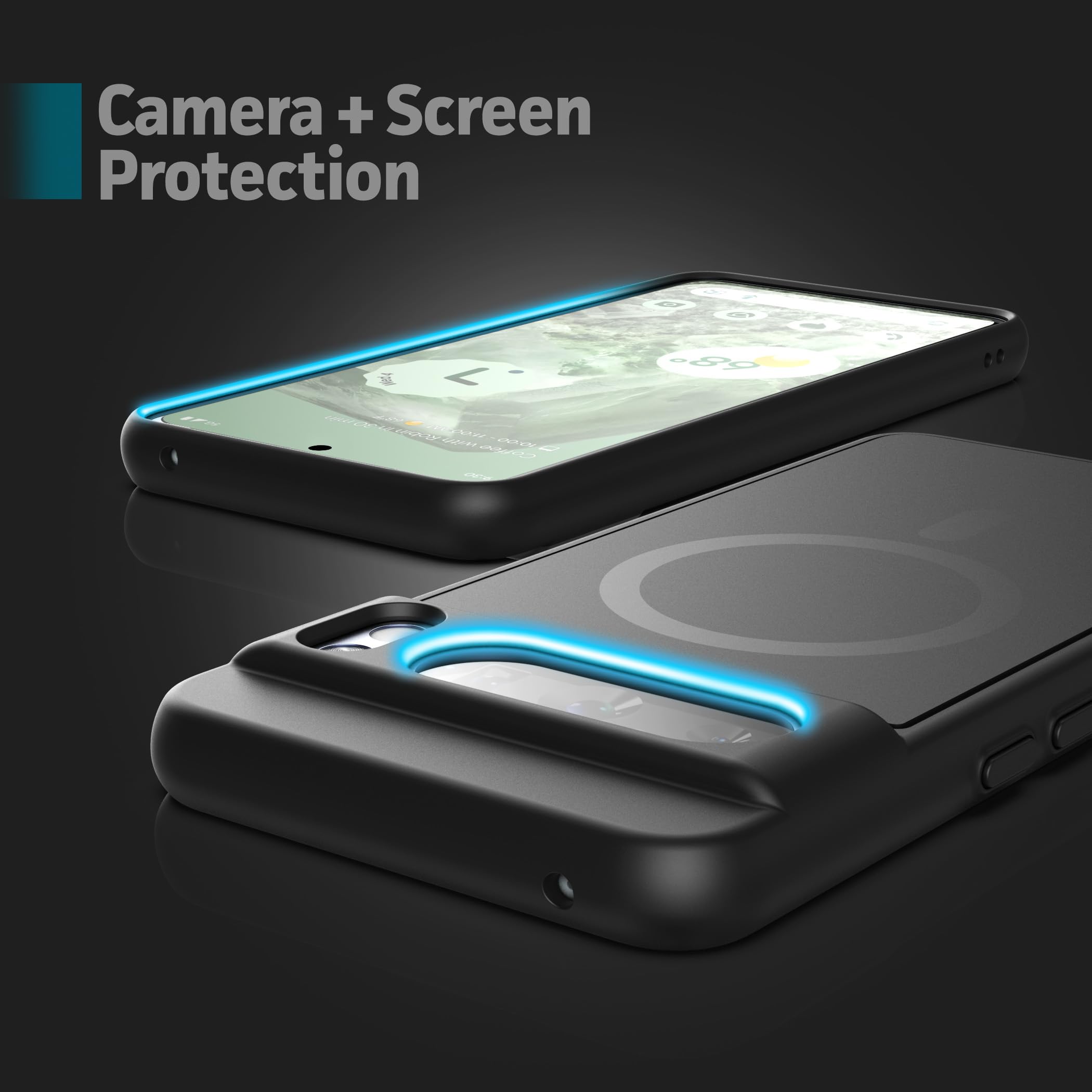 Encased Wallet Case For Google Pixel 8 Pro With Magnetic Card Holder (Compatible With Magsafe) Black