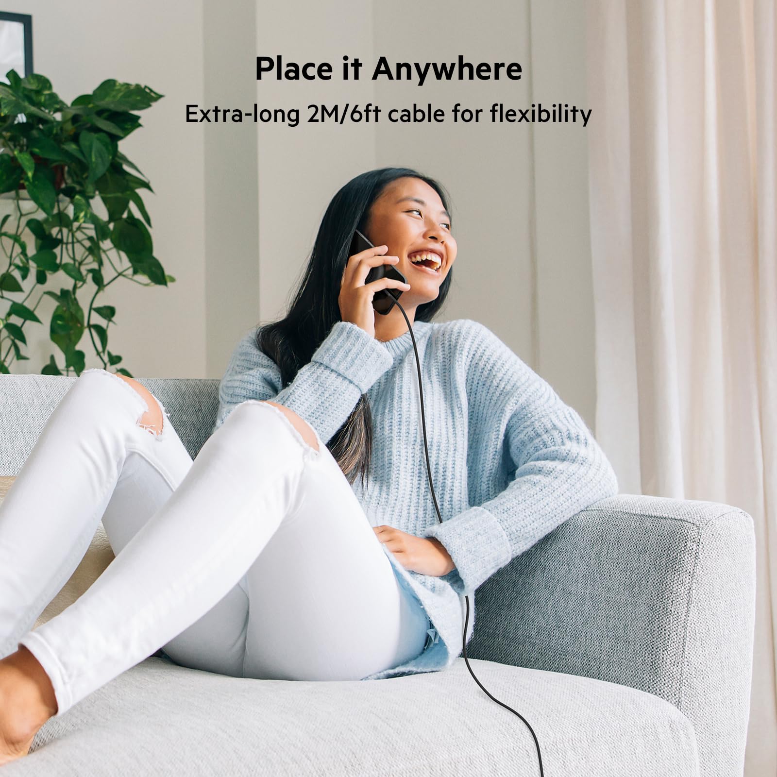 Belkin 7.5W Magnetic Portable Wireless Charger Pad, Magsafe Compatible, iPhone 14, 13, 12, 11, XS Max, X, 8, 7, 6s, 6, Plus   6.6ft/2M Long Cable