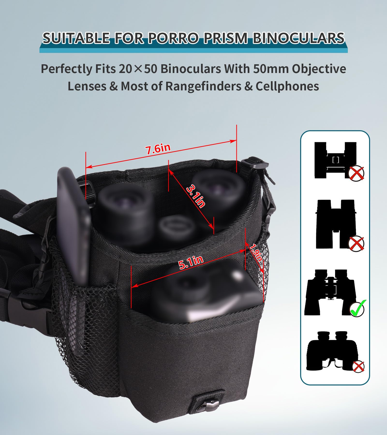 Gaiarena Binocular Harness Chest Pack, Waterproof Bino Harness With Rangefinder Pouch For 20X50 Binoculars Bino Chest Harness Ad