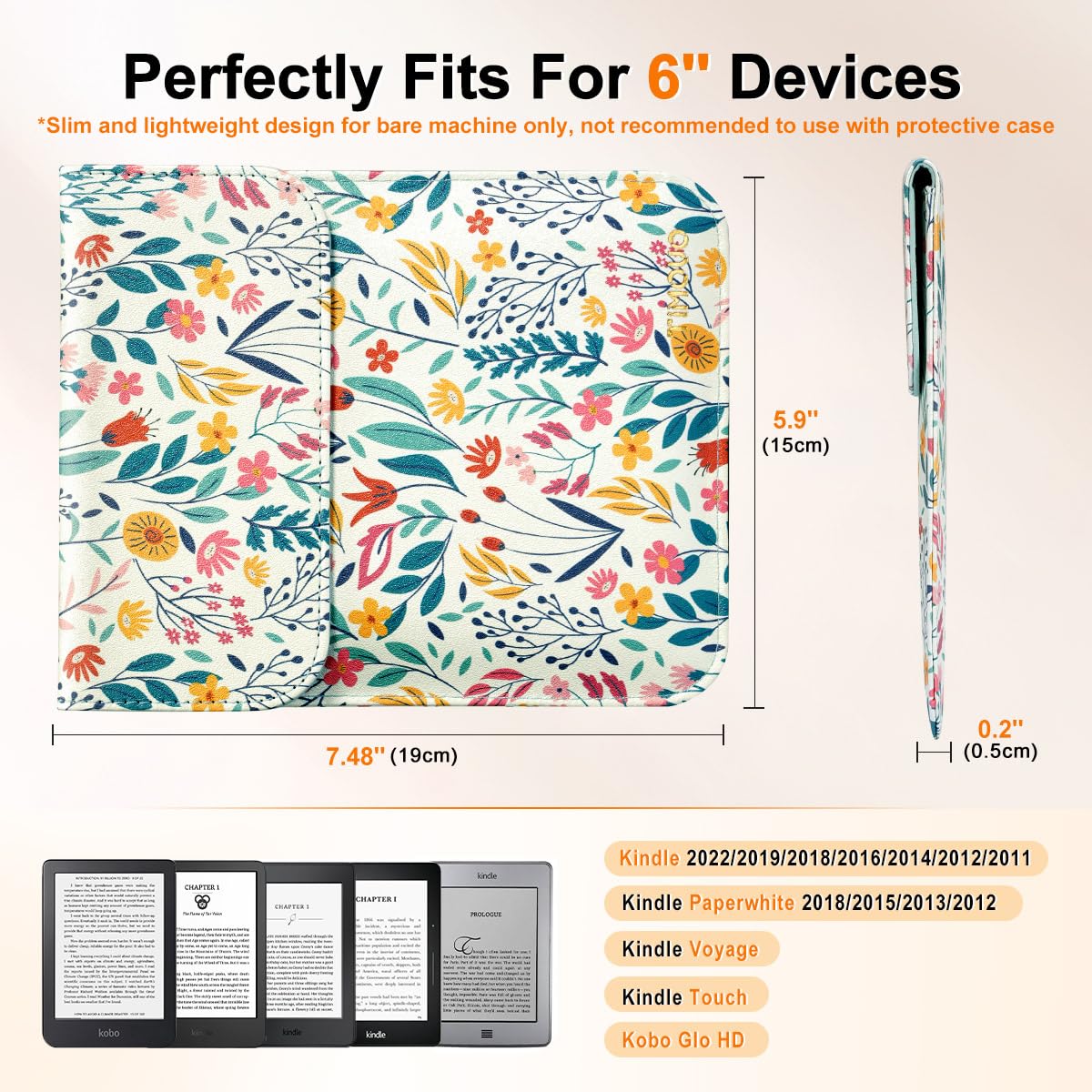 Timovo 6 Inch Sleeve For All New Kindle 2022/Kindle 2019/Kindle Paperwhite 6.8 Inch/Kindle Voyage/Kindle (8Th Gen, 2016)/Kindle