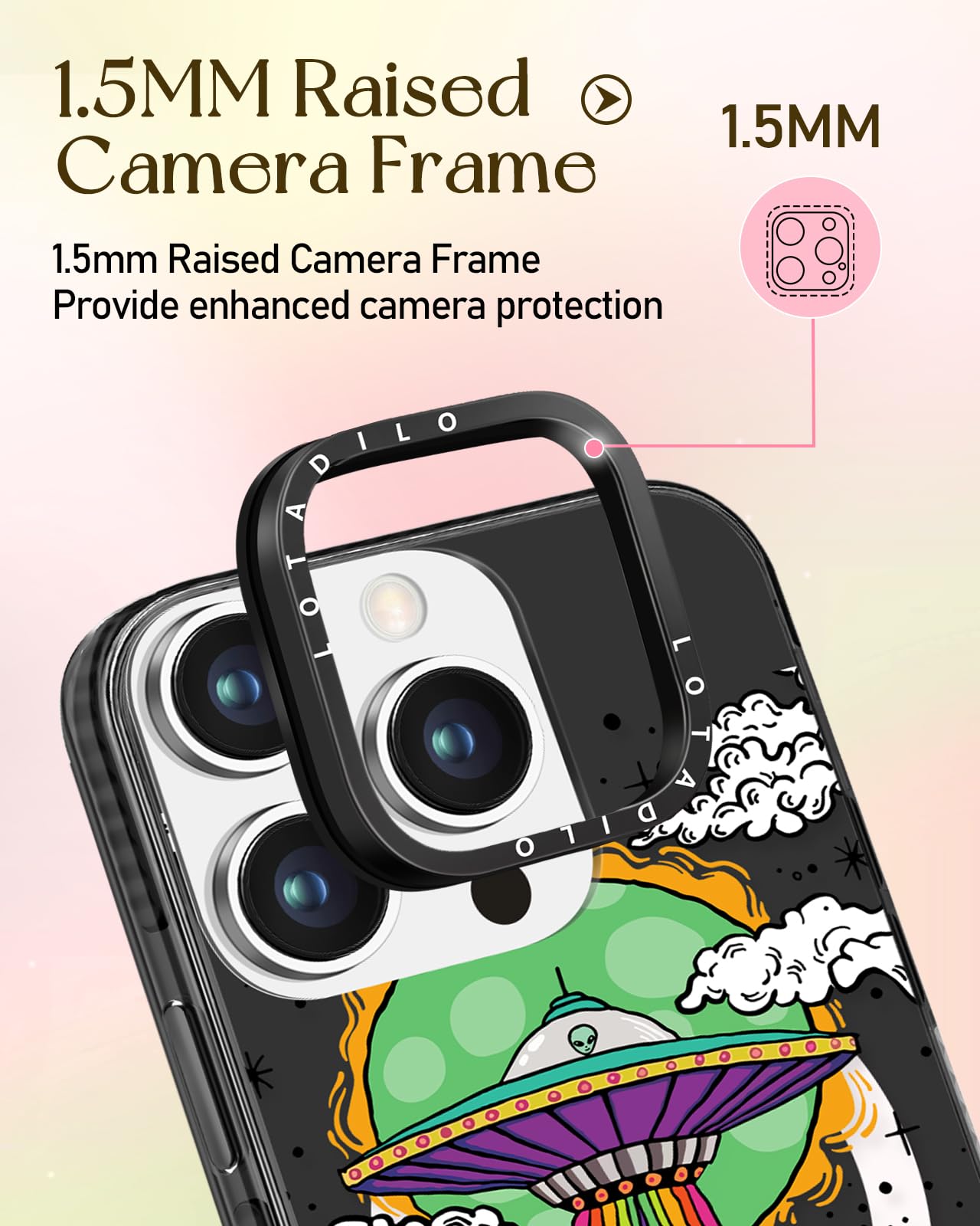 Lotadilo For Iphone 13 Pro Case For Women Girls - Cute Design Compatible With Magsafe Magnetic Ring Holder Stand Ufo Alien Aesth