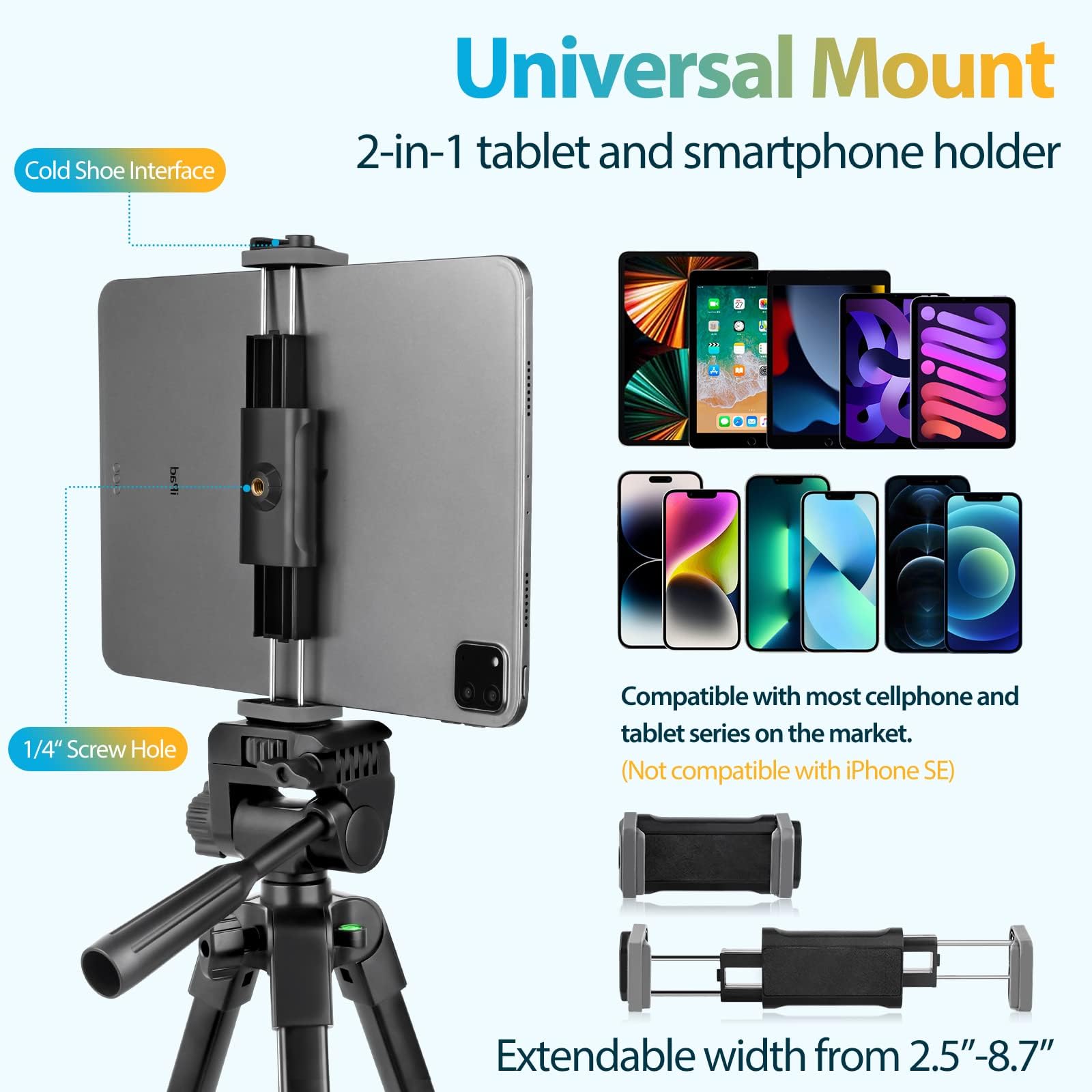 Aureday Phone Tripod Stand, 64    Extendable Cell Phone&Camera Tripod With Wireless Remote And Phone Holder, Aluminum Ipad Tripo
