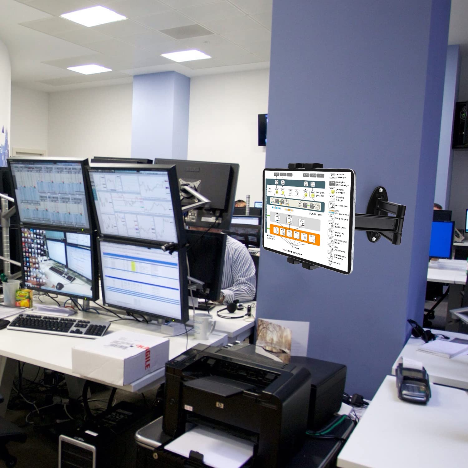 Mippko Foldable Tablet Wall Mount Holder For 7~12.9 Inch Tablets Ipad/Nexus/Lg G Pads/E Reader/Switch, Adjustable Extension Articulating Arm Swivels Mount (Black)