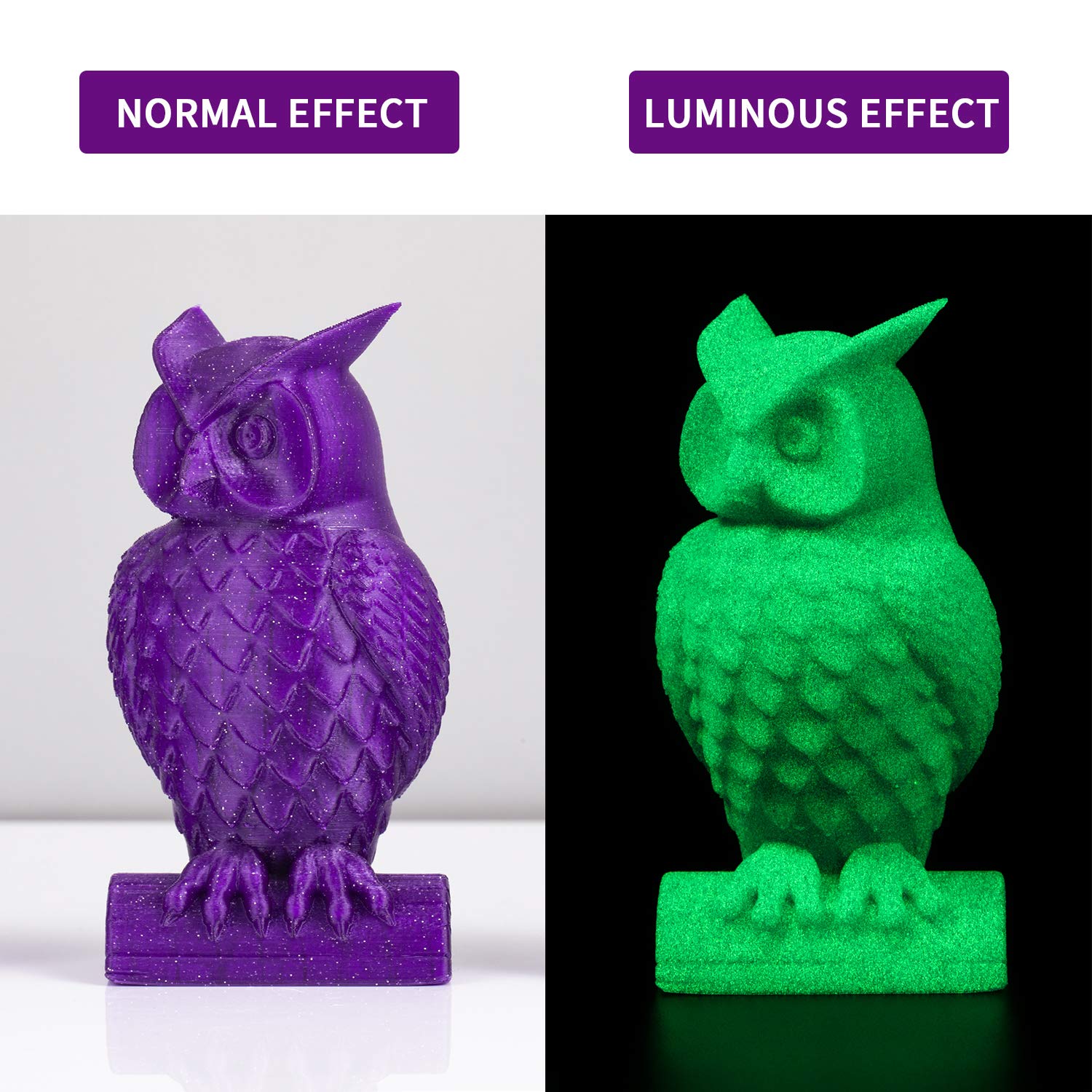 Zi Rui 3D Printer Petg Filament, Sparkly Glitter Purple, Shining Glow In The Dark Green, 1.75Mm, 2.2Lbs(1Kg)/Spool