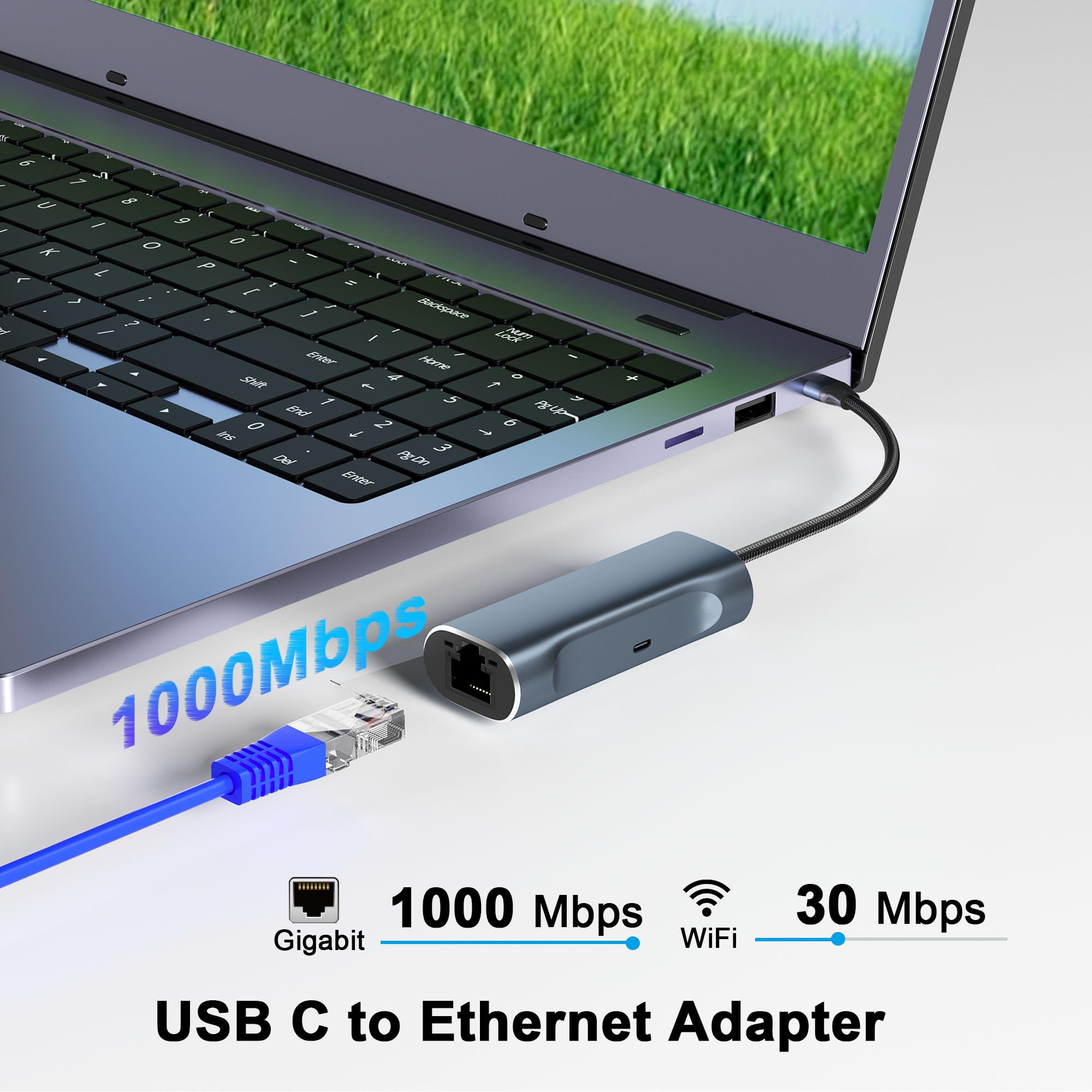 Usb C To Ethernet Adapter With 100W Charging Port, Aibilangose 1Gbps Ethernet To Usb C Adapter For Chromecast With Google Tv, Ty