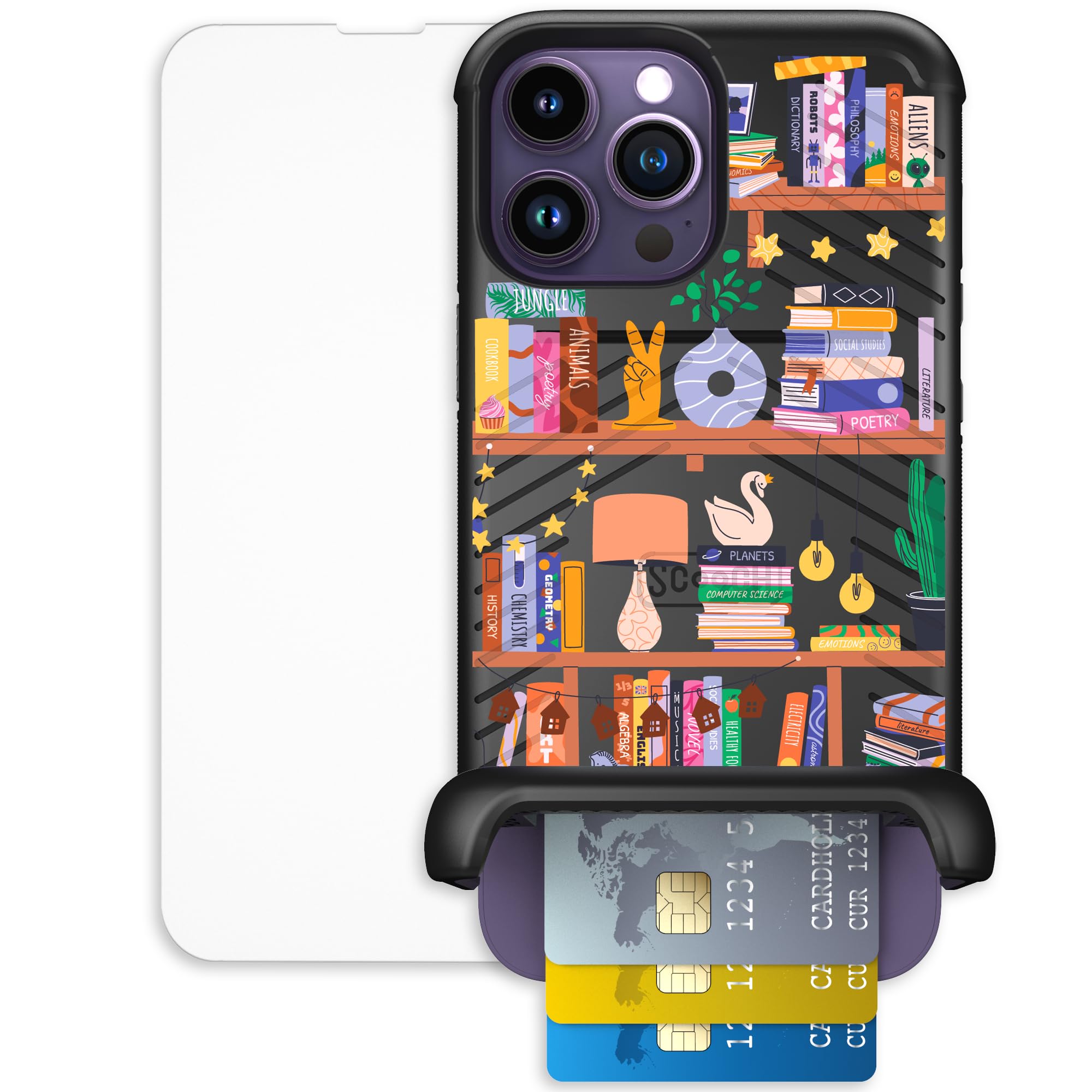 Scooch for iPhone 14 Pro Max Case with Card Holder, Wingmate Wallet Case with Hidden Card Slot and RFID Protection, Bundled with