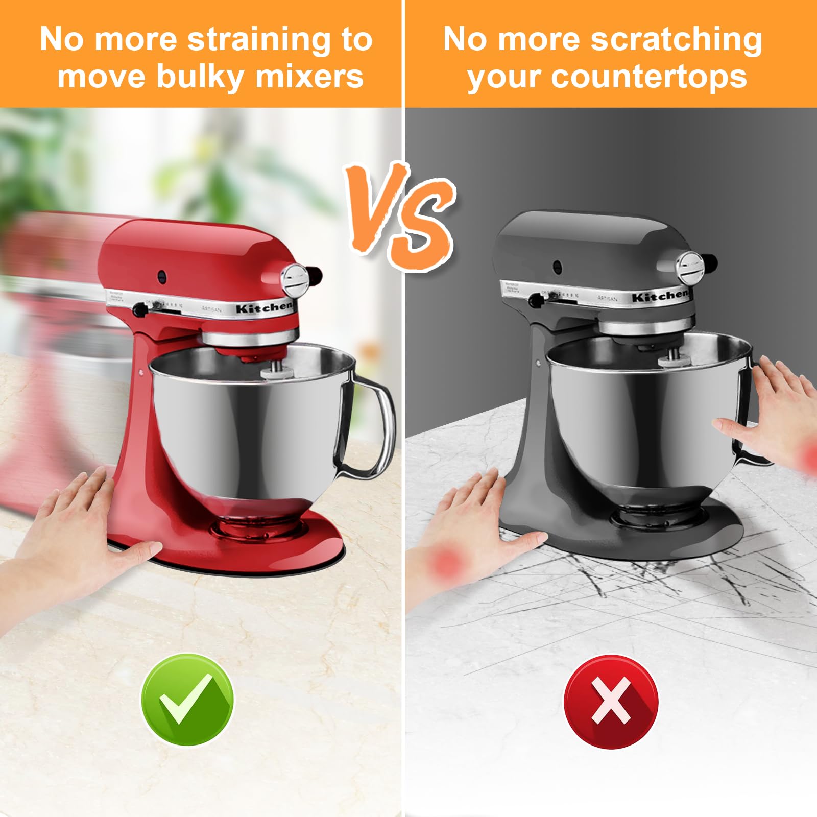 Siudangka Mixer Slider Mat Compatible With Kitchenaid 4.5 Qt Stand Mixer, Acrylic Convenient Sliding Tray Appliance Sliders For