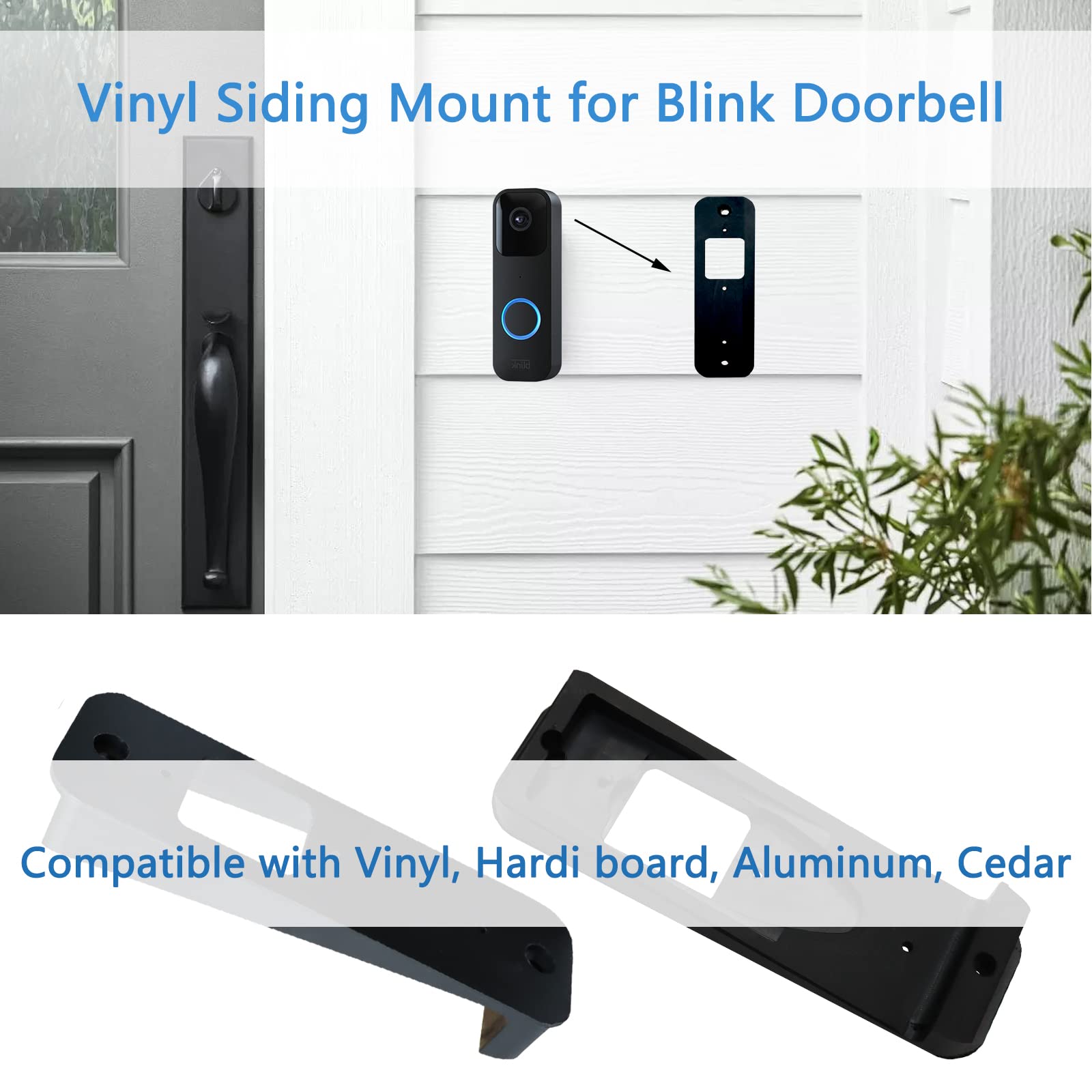 Teyouyi Vinyl Siding Mount For Blink Doorbell, Angle Mount Wedge For Blink Video Doorbell (4'' Standard Vinyl, Hardi Board, Alum