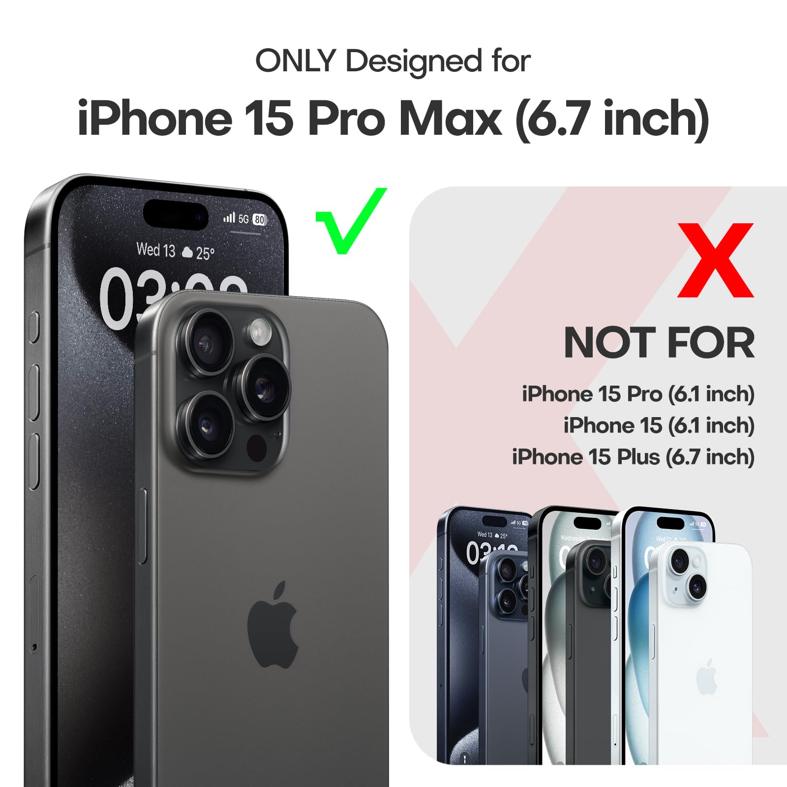 Tauri 5 In 1 Matte For Iphone 15 Pro Max Case, With 2X Screen Protector + 2X Camera Lens Protector, [15 Ft Military Grade Protec