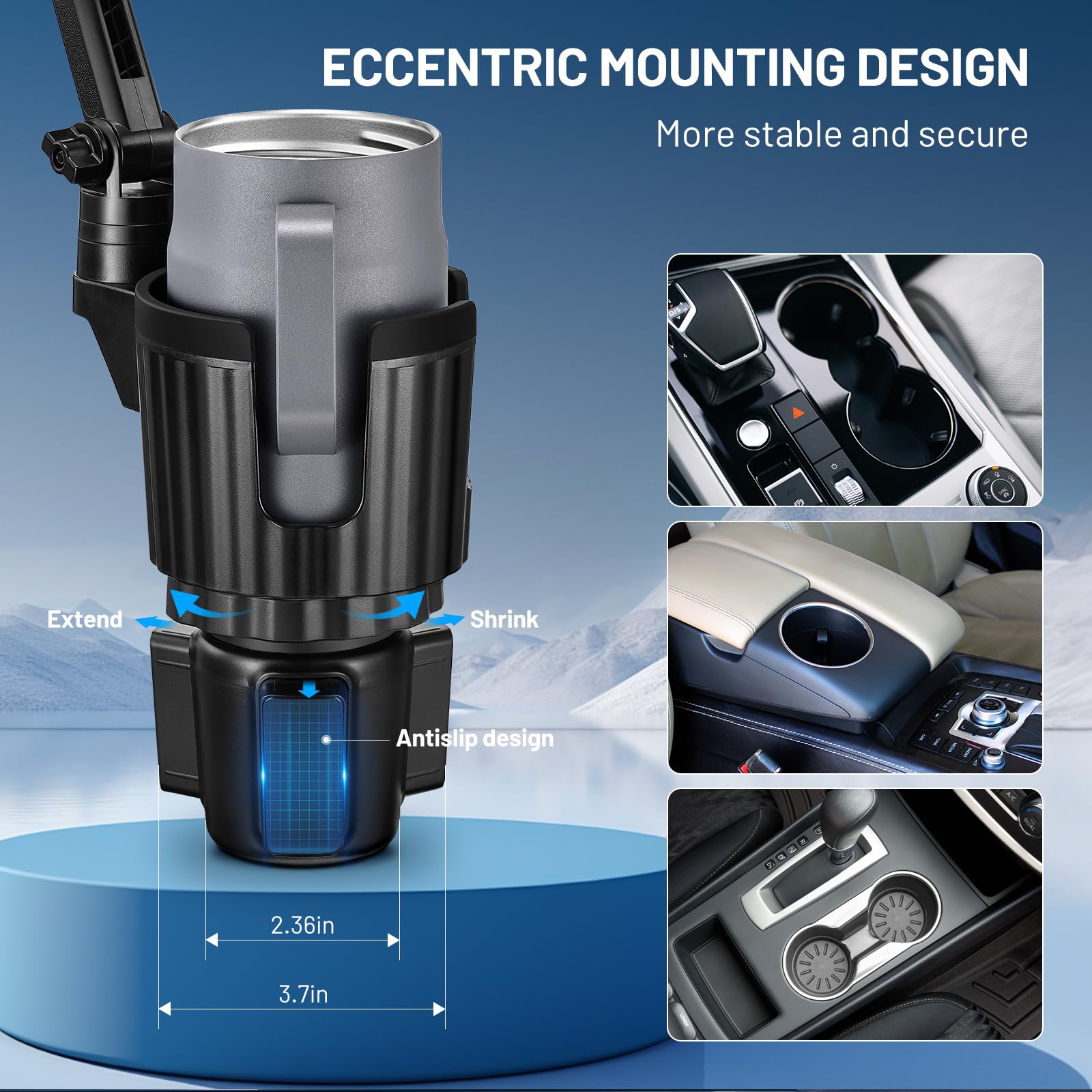 This Hill Magnetic Cup Holder Phone Mount, Compatible With Magsafe, 4.1'' Base Adjustable Height Car Cup Holder Compatible With